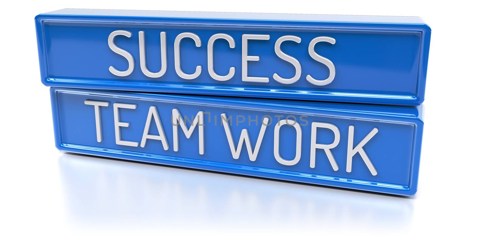 Success Team Work - Blue banners with text - Isolated 3D Render
