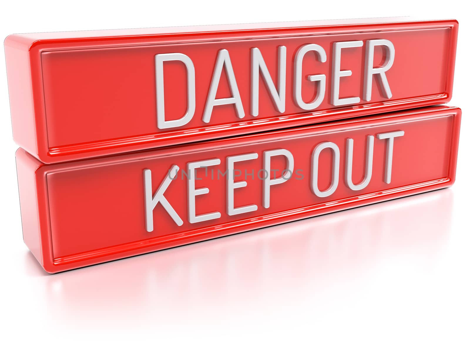 Danger Keep Out - Red banners with text - Isolated 3D Render
