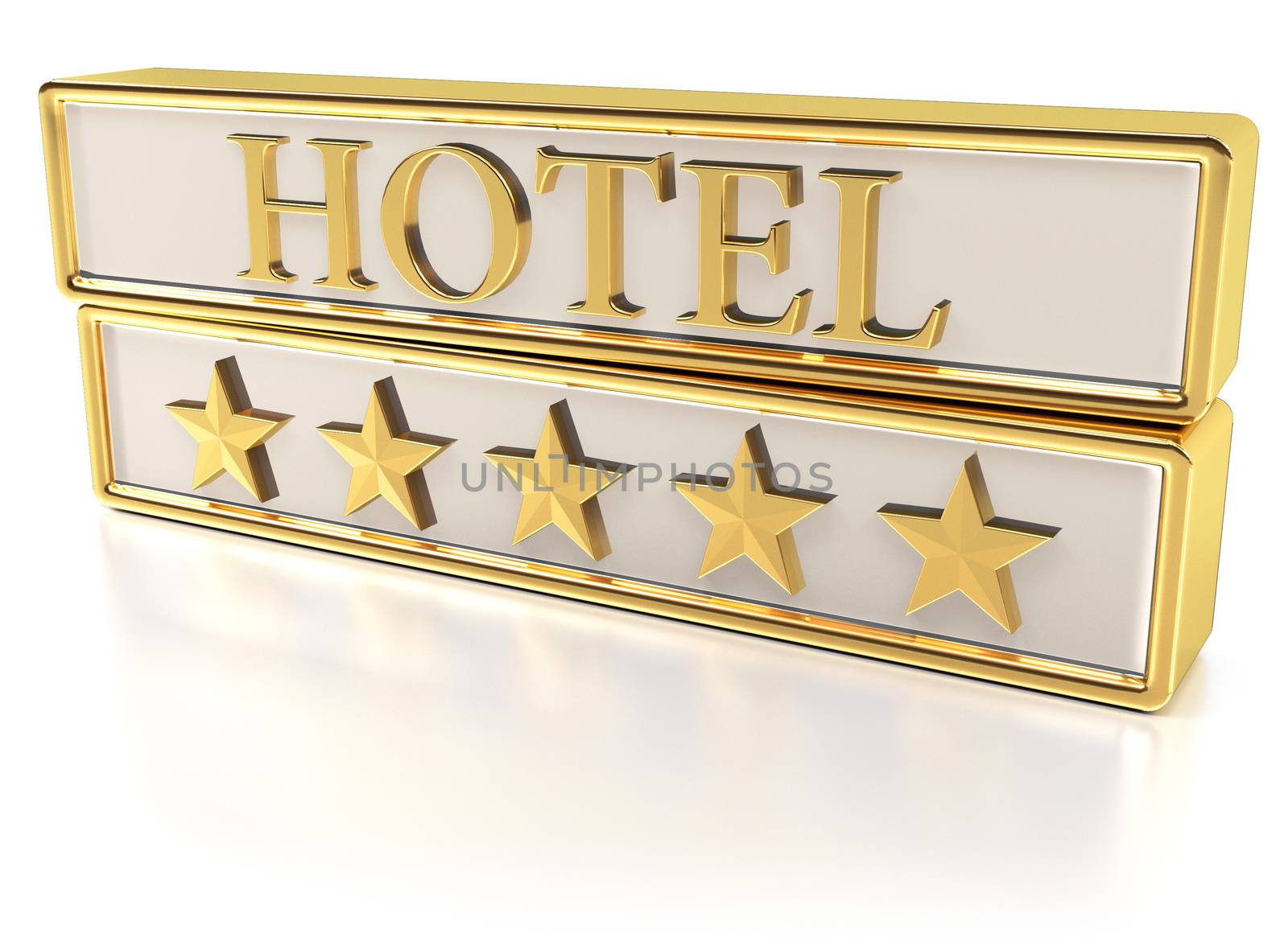 Hotel - Five gold stars - 3D Render