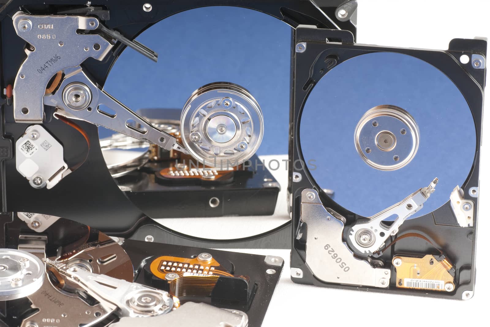 details of hard disk drive opened with evidence of the internal disk