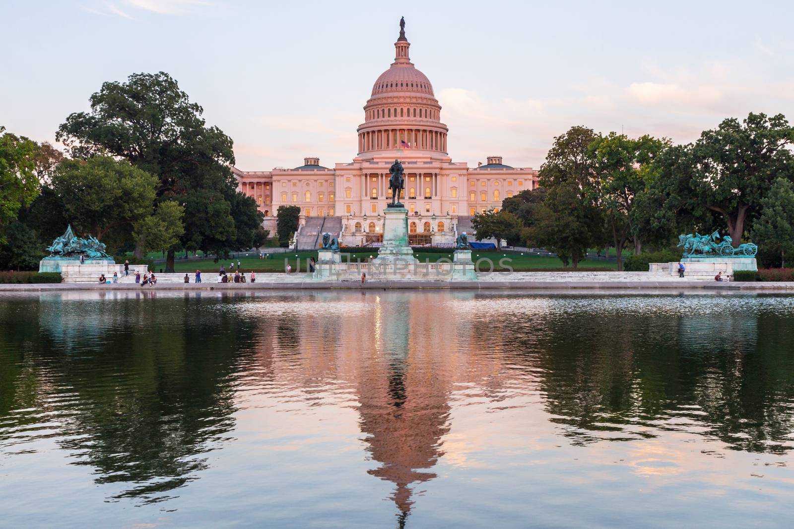 This photo was shot from the US Capital building in Washington DC, USA in the evening after sunset.