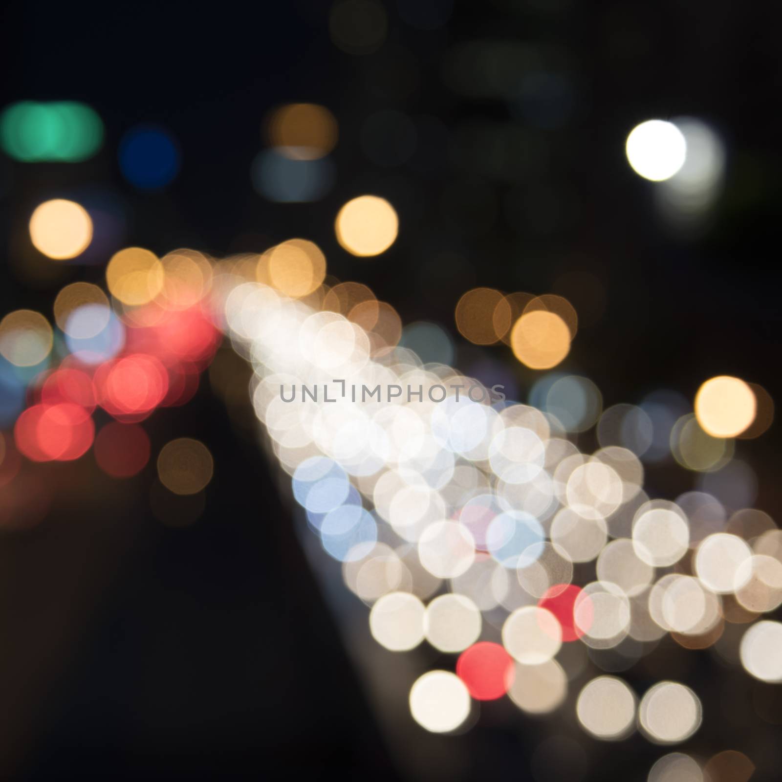 defocused car lights at night