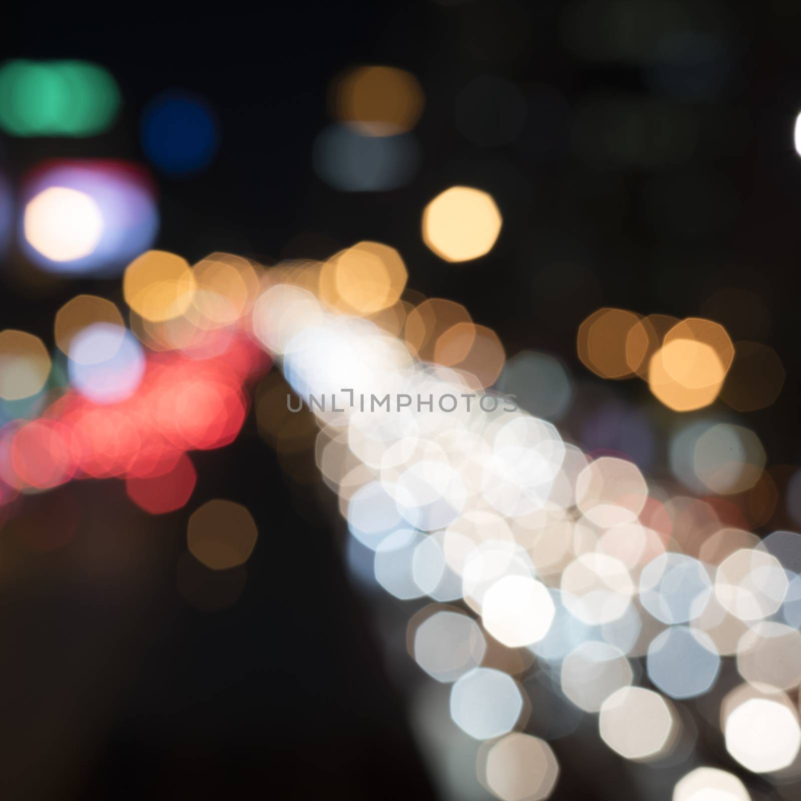 defocused car lights at night