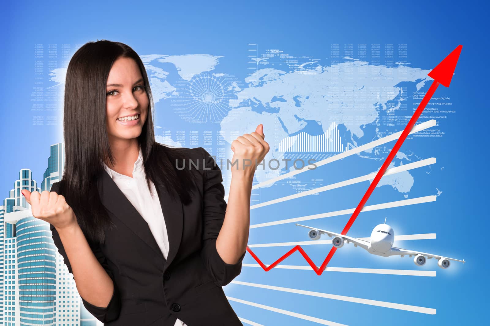 Businesswoman and graphical chart by cherezoff