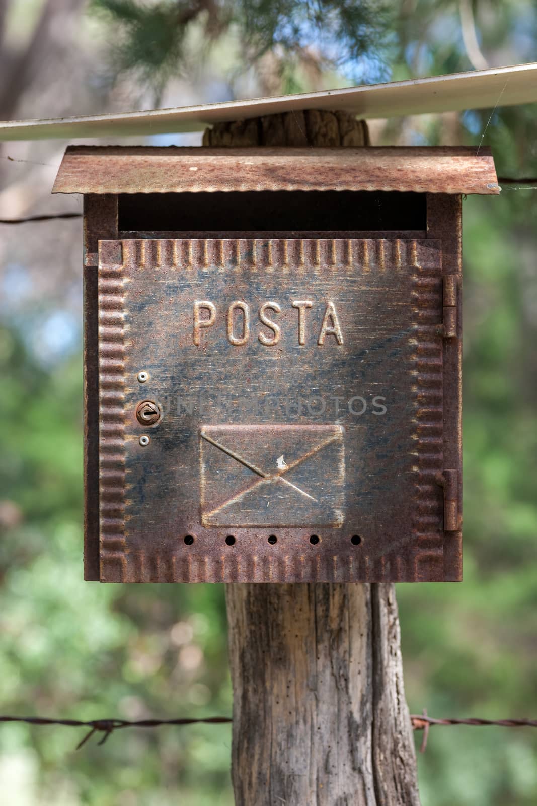 The country  metal letterbox in Tuscany, Italy