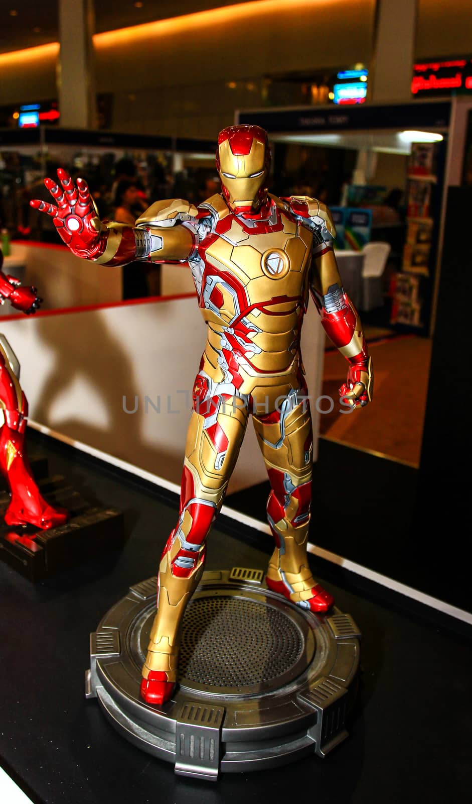 Bangkok - May 2: An Iron Man model in Thailand Comic Con 2015 on May 2, 2015 at Siam Paragon, Bangkok, Thailand.