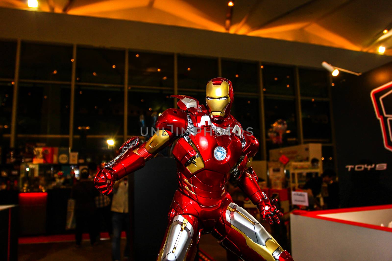 Bangkok - May 2: An Iron Man model in Thailand Comic Con 2015 on May 2, 2015 at Siam Paragon, Bangkok, Thailand.