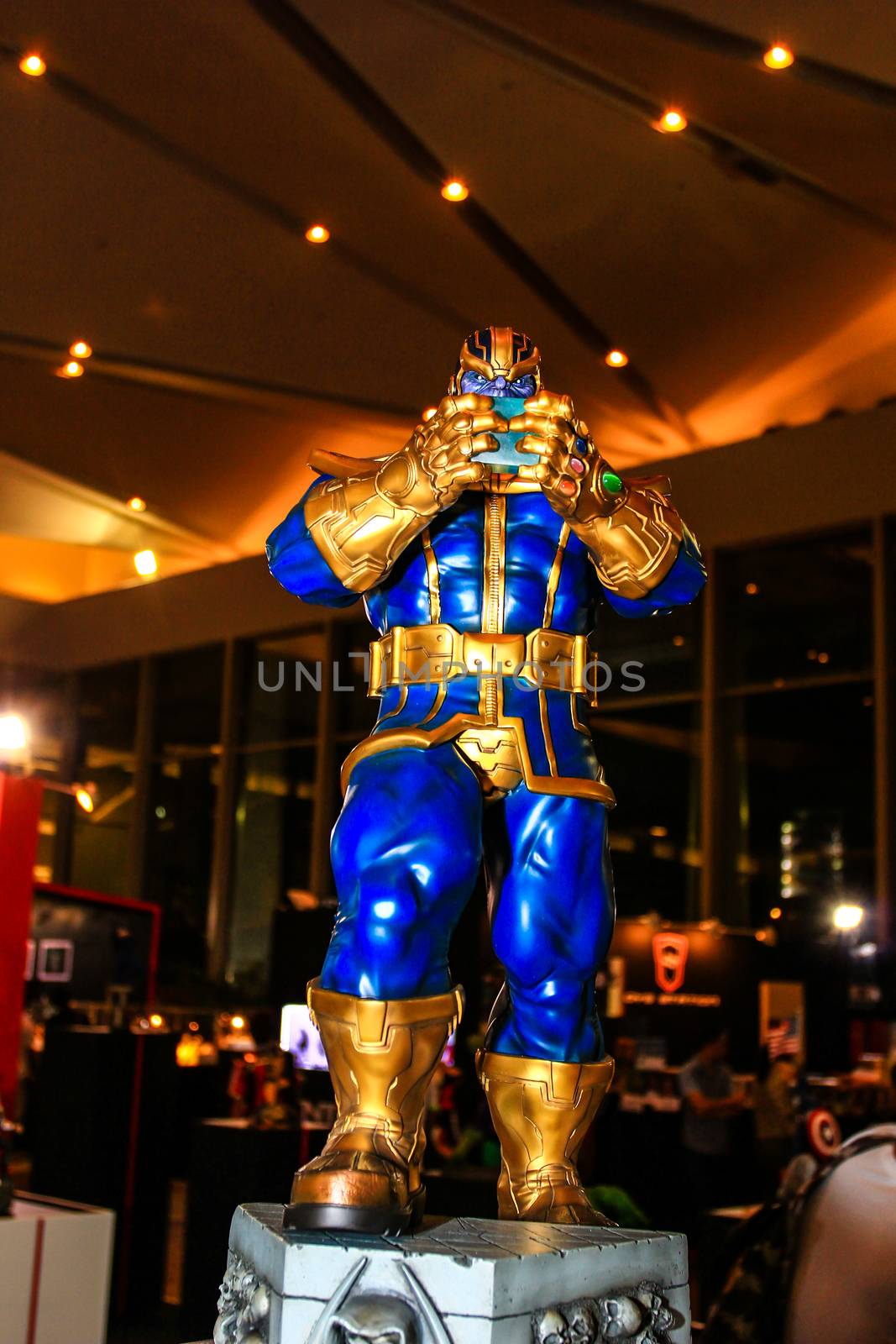 Bangkok - May 2: A  Thanos model in Thailand Comic Con 2015 on May 2, 2015 at Siam Paragon, Bangkok, Thailand.