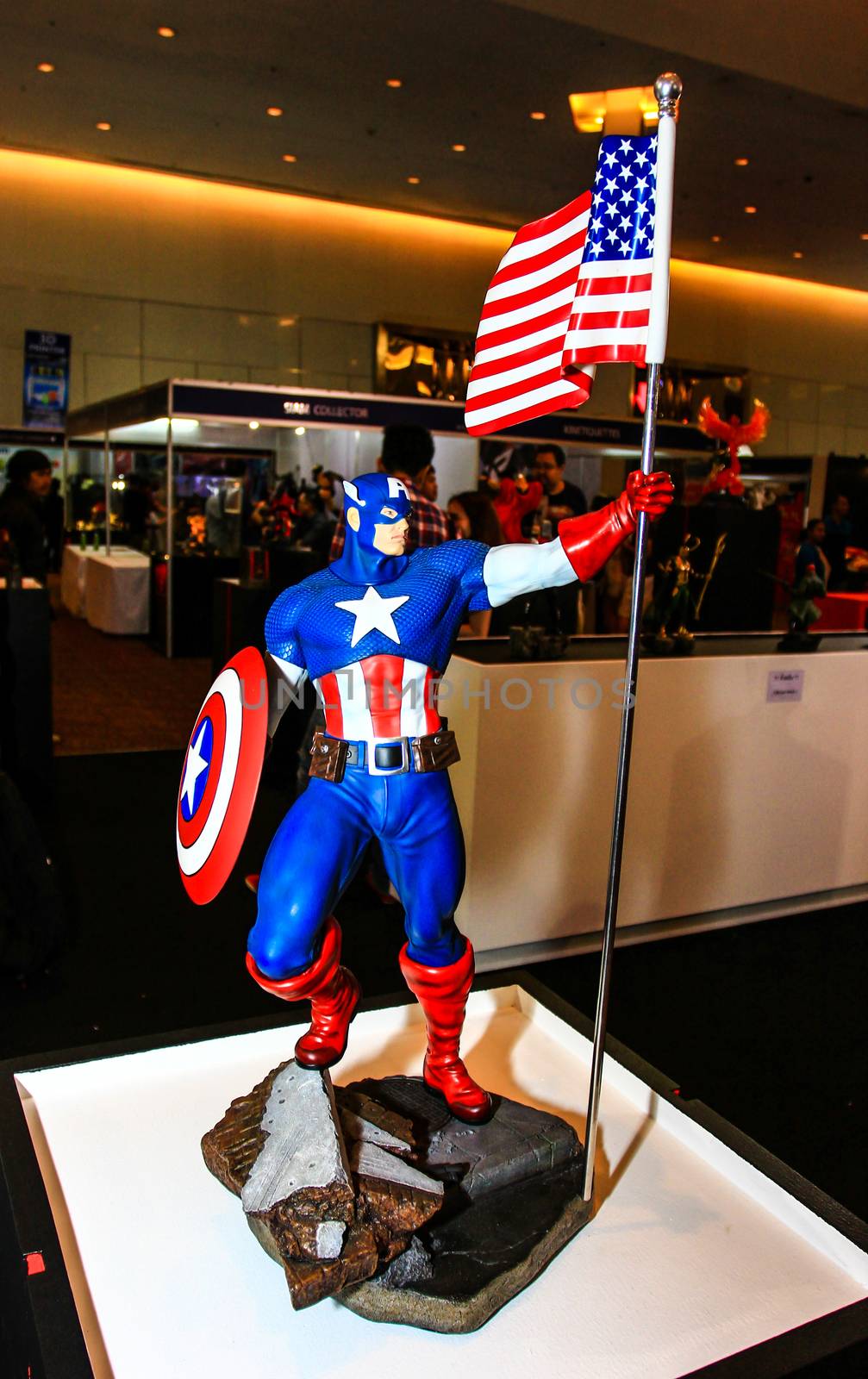 Bangkok - May 2: A Captain America model in Thailand Comic Con 2015 on May 2, 2015 at Siam Paragon, Bangkok, Thailand.