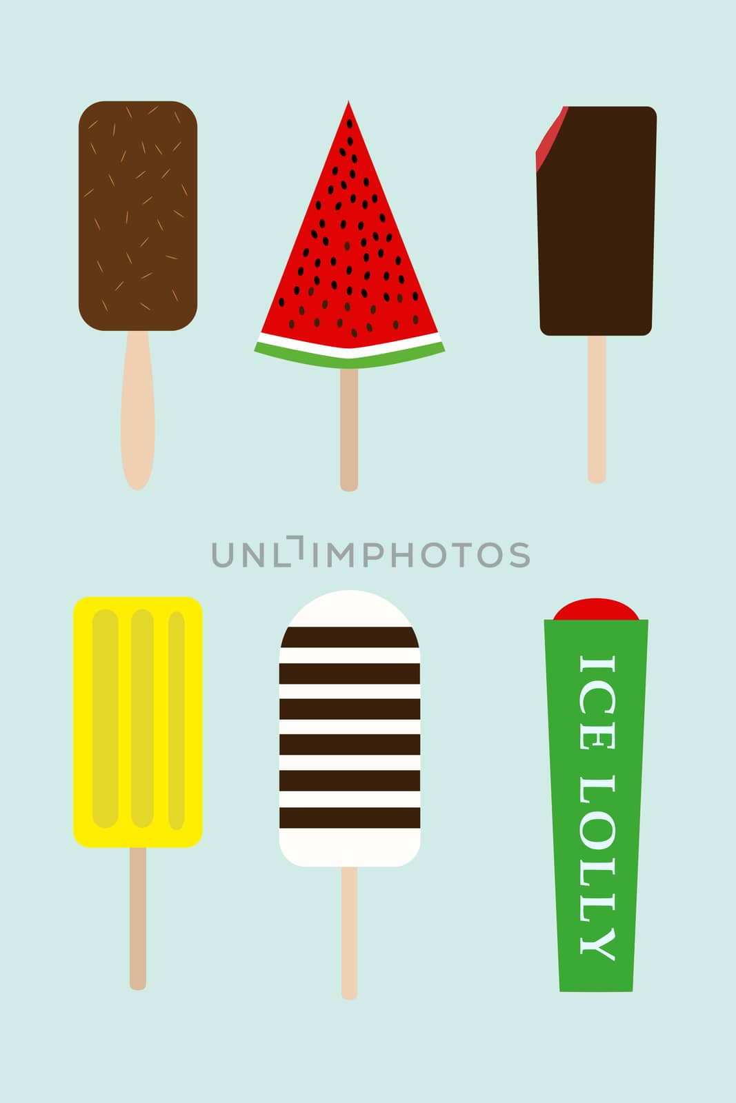 Illustration of various ice cream