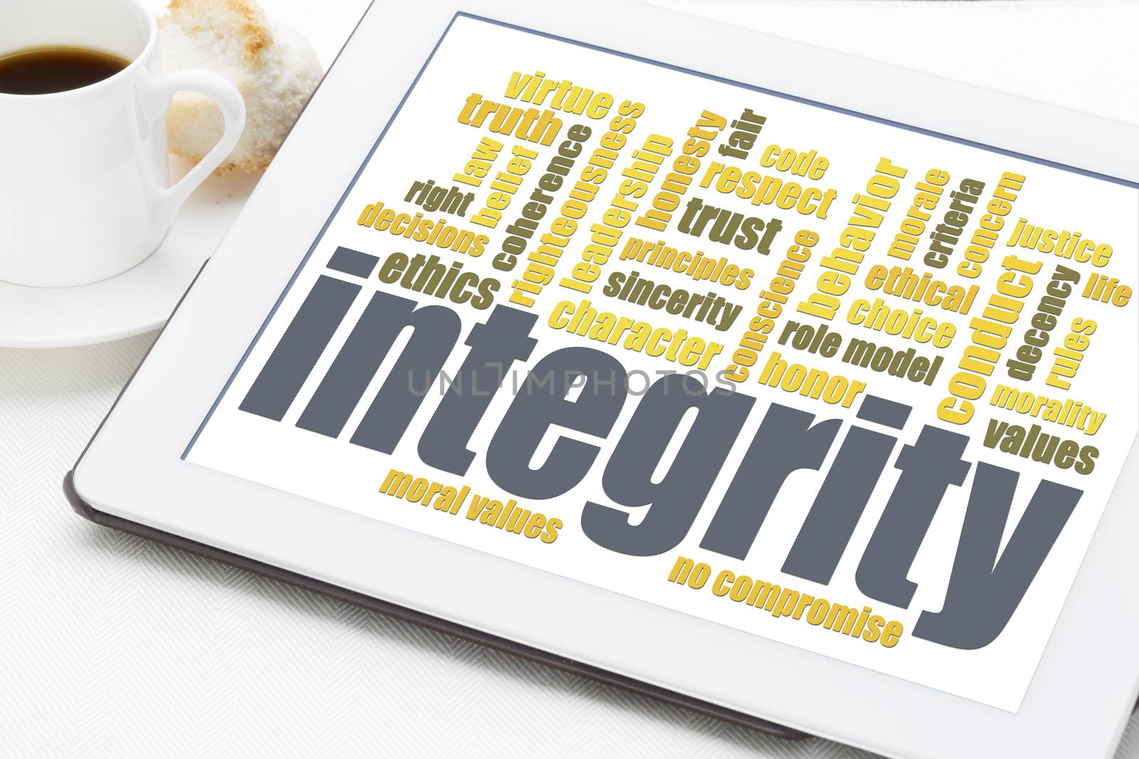 integrity word cloud on digital tablet by PixelsAway