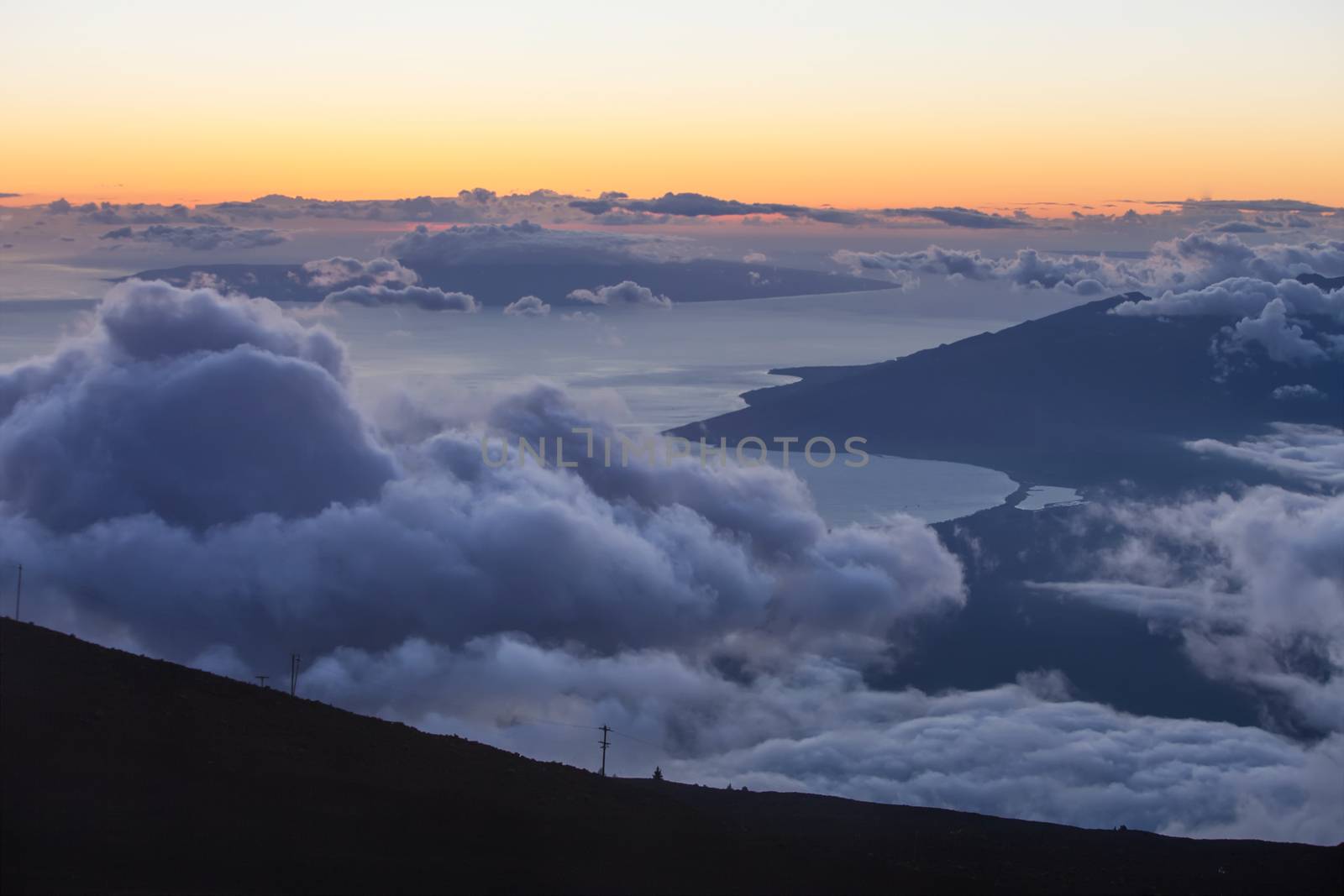 View from Haleakala mountain above clouds