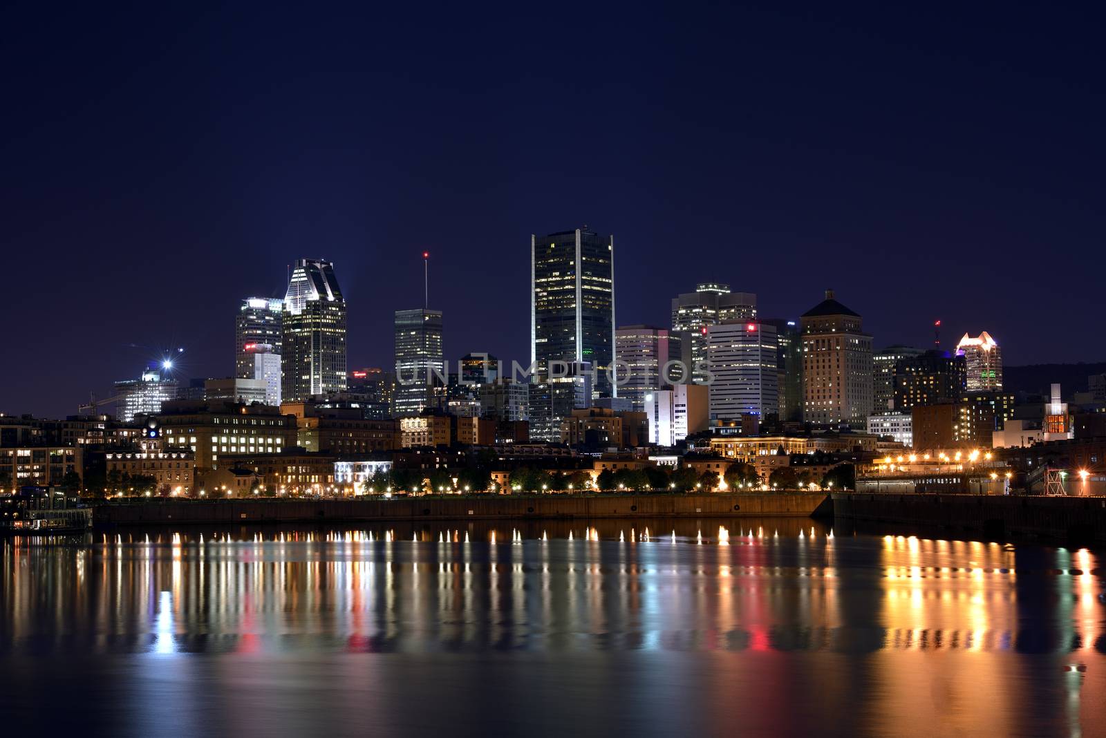 View of old port montreal by night