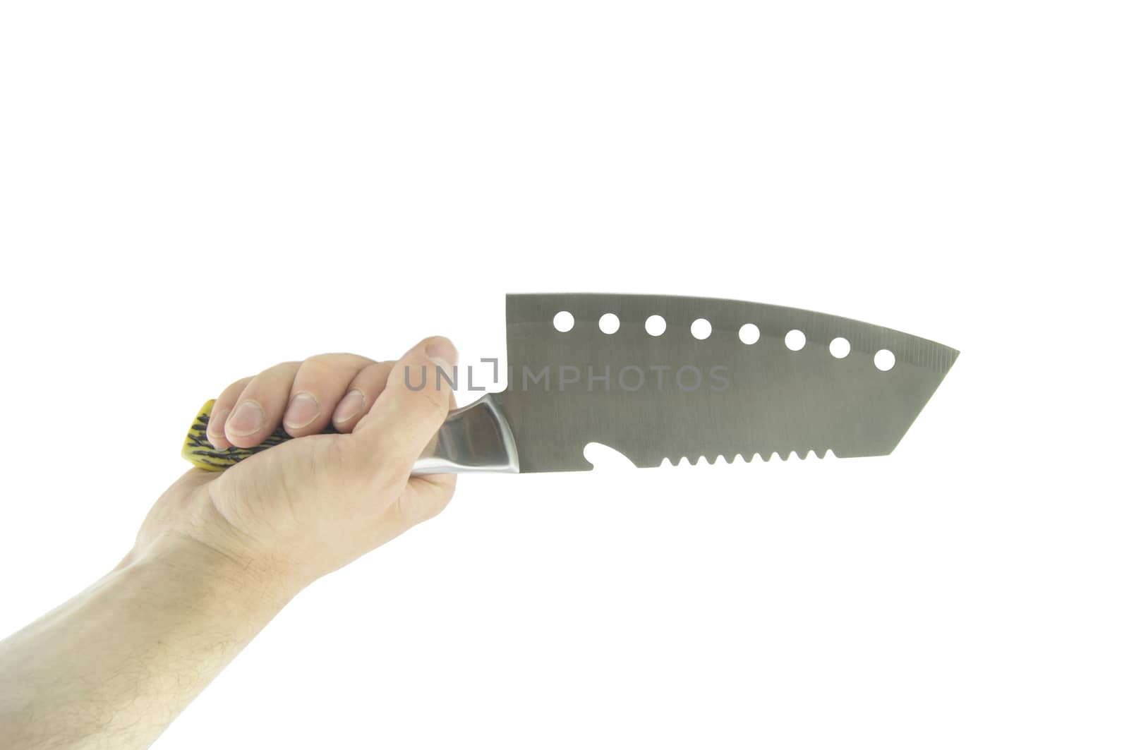 knife in hand isolated on a white background. For your commercial and editorial use. by serhii_lohvyniuk