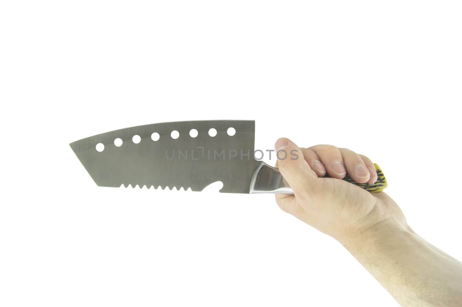 knife in hand isolated on a white background. For your commercial and editorial use. by serhii_lohvyniuk