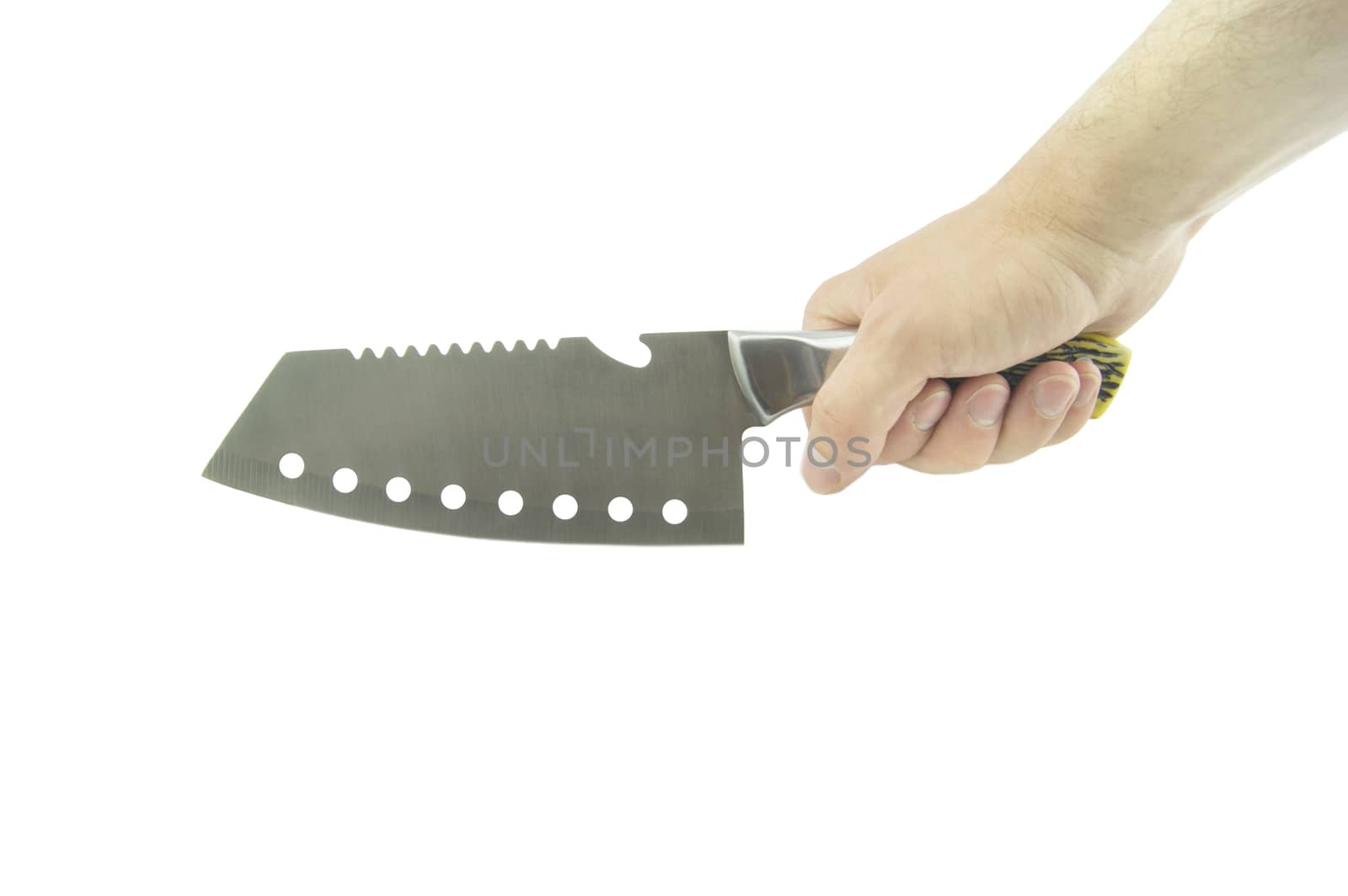 knife in hand isolated on a white background. For your commercial and editorial use. by serhii_lohvyniuk