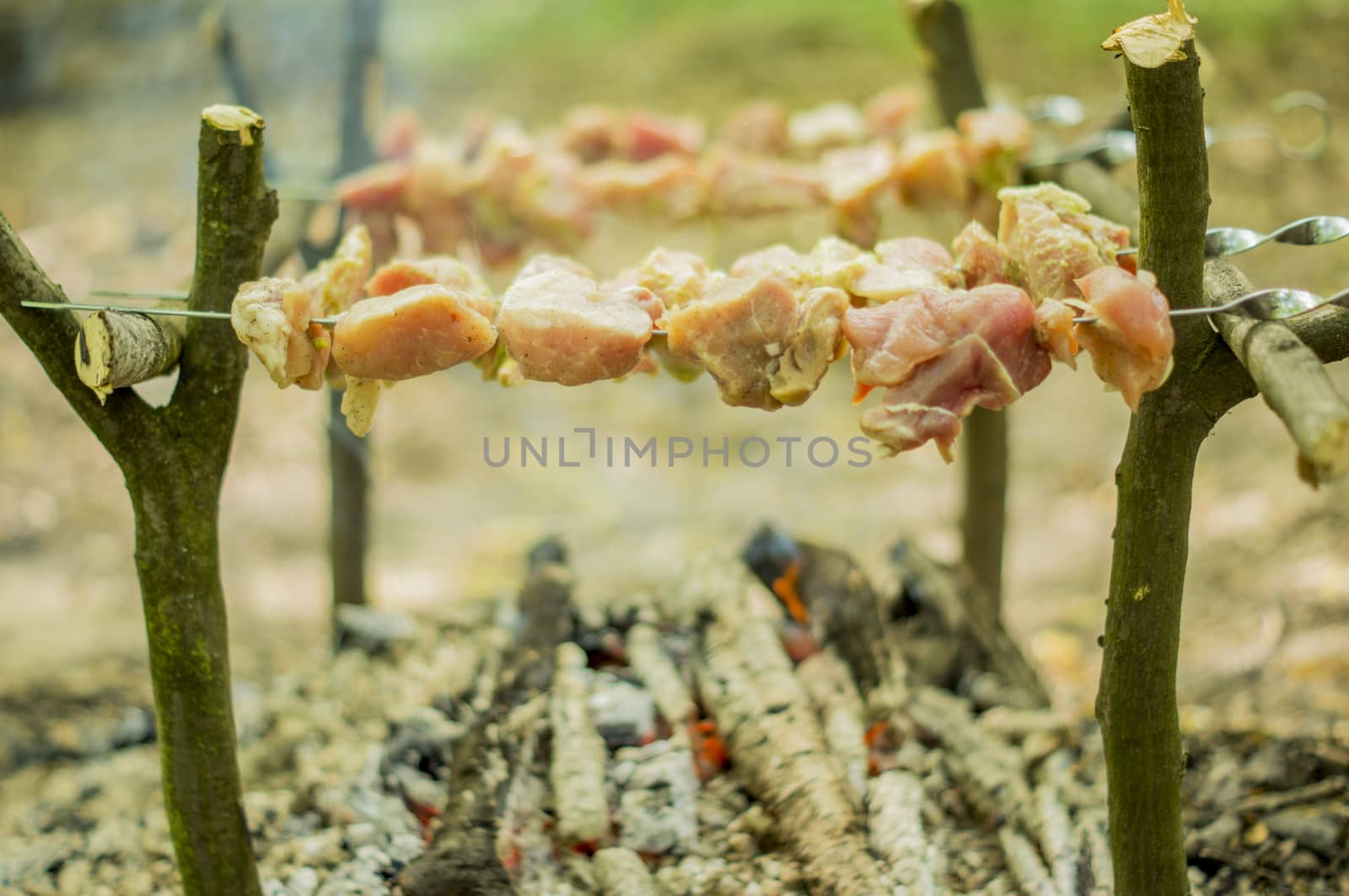 Process preparation of a shish kebab, from uncooked to the cooked by serhii_lohvyniuk