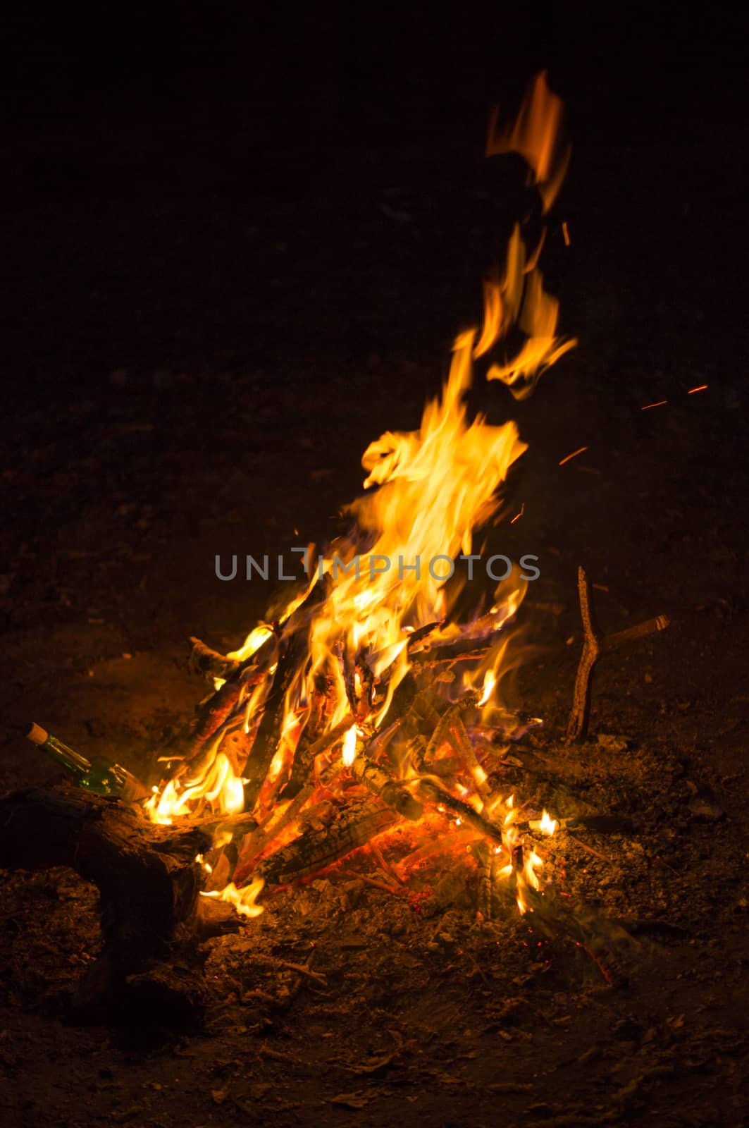 Flames of a campfire in the night. For your commercial and editorial use by serhii_lohvyniuk