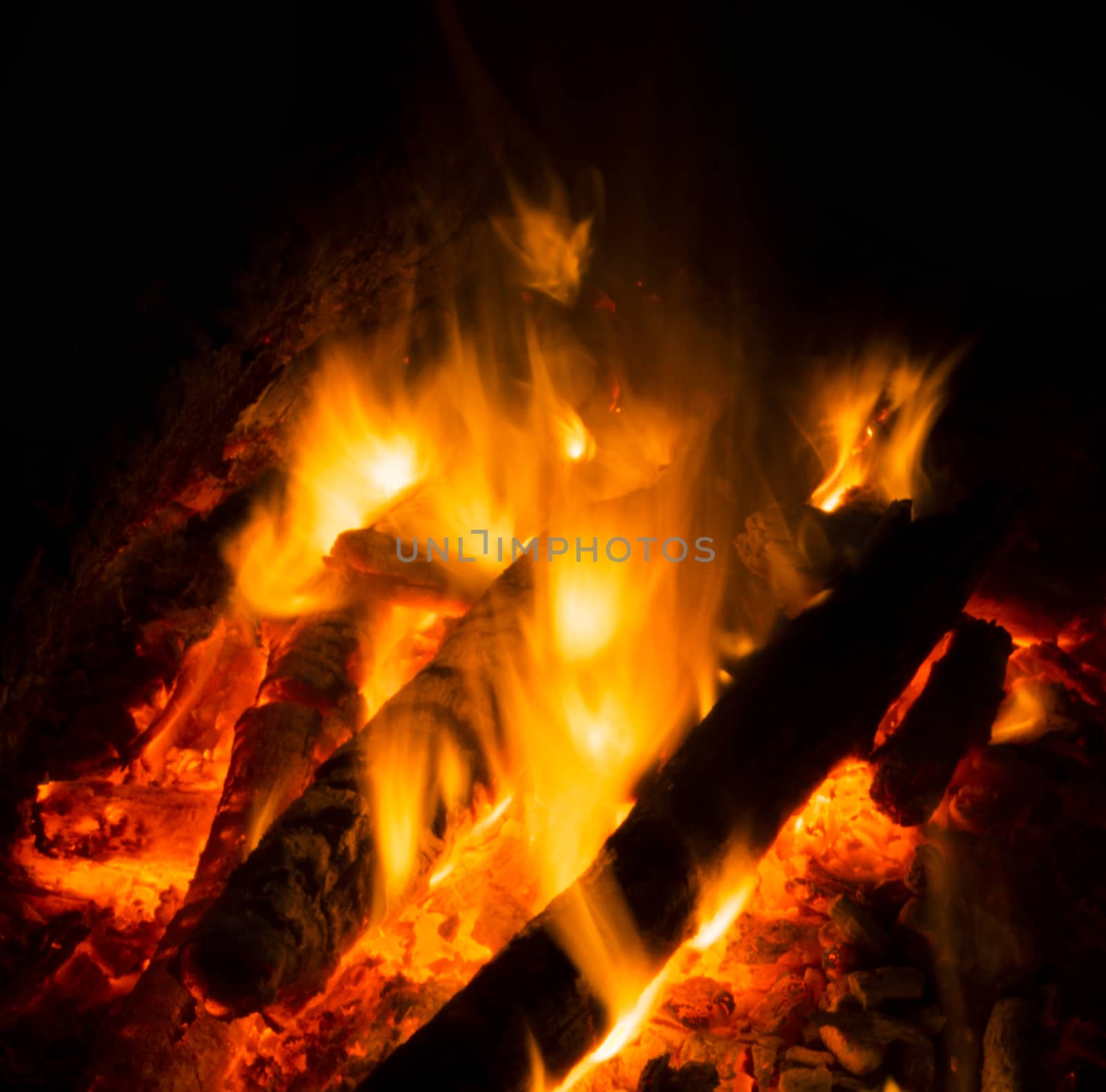 Flames of a campfire in the night by serhii_lohvyniuk