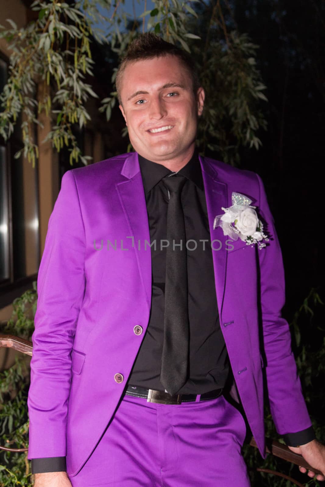 Young man outdoors portrait with copy space.