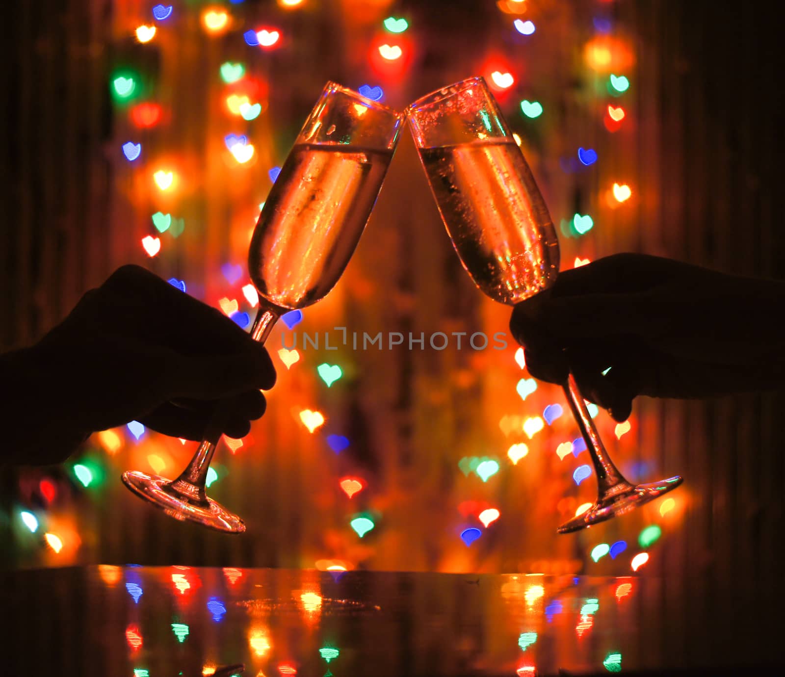 glass of champagne on the background bokeh by serhii_lohvyniuk