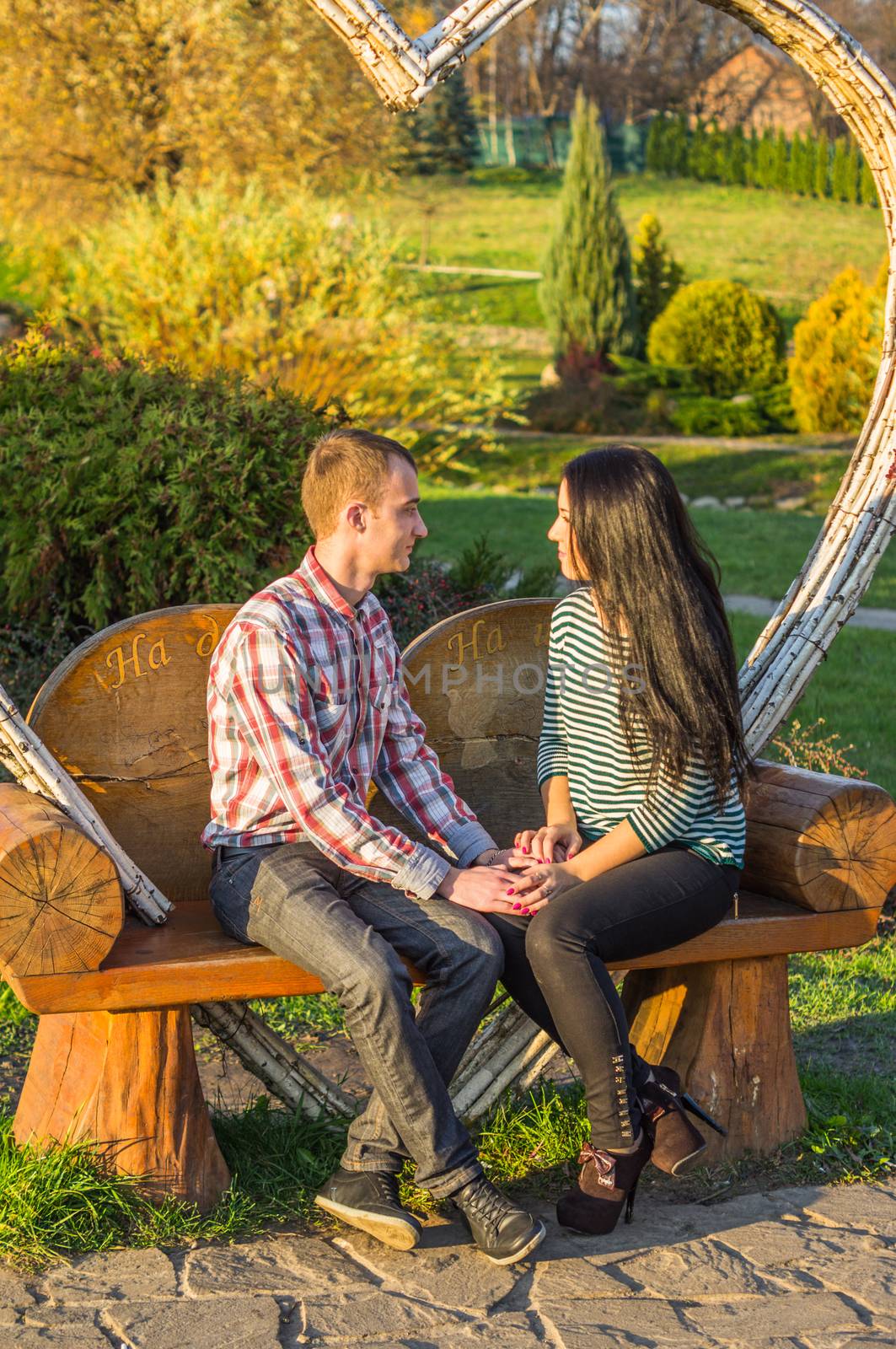 beautiful and sexy Young couple outdoors parks