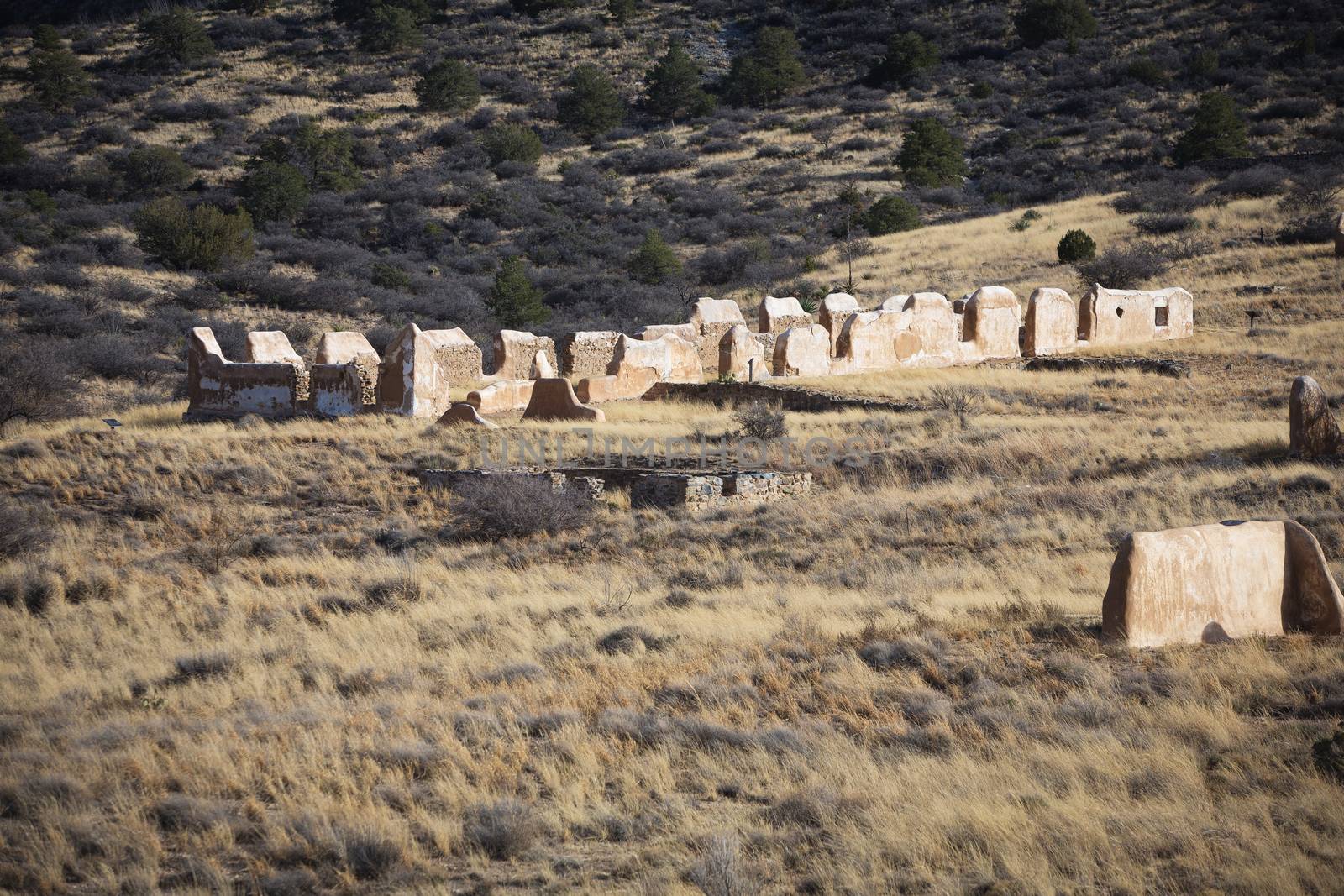 View American civil war ruins in Arizona in desert