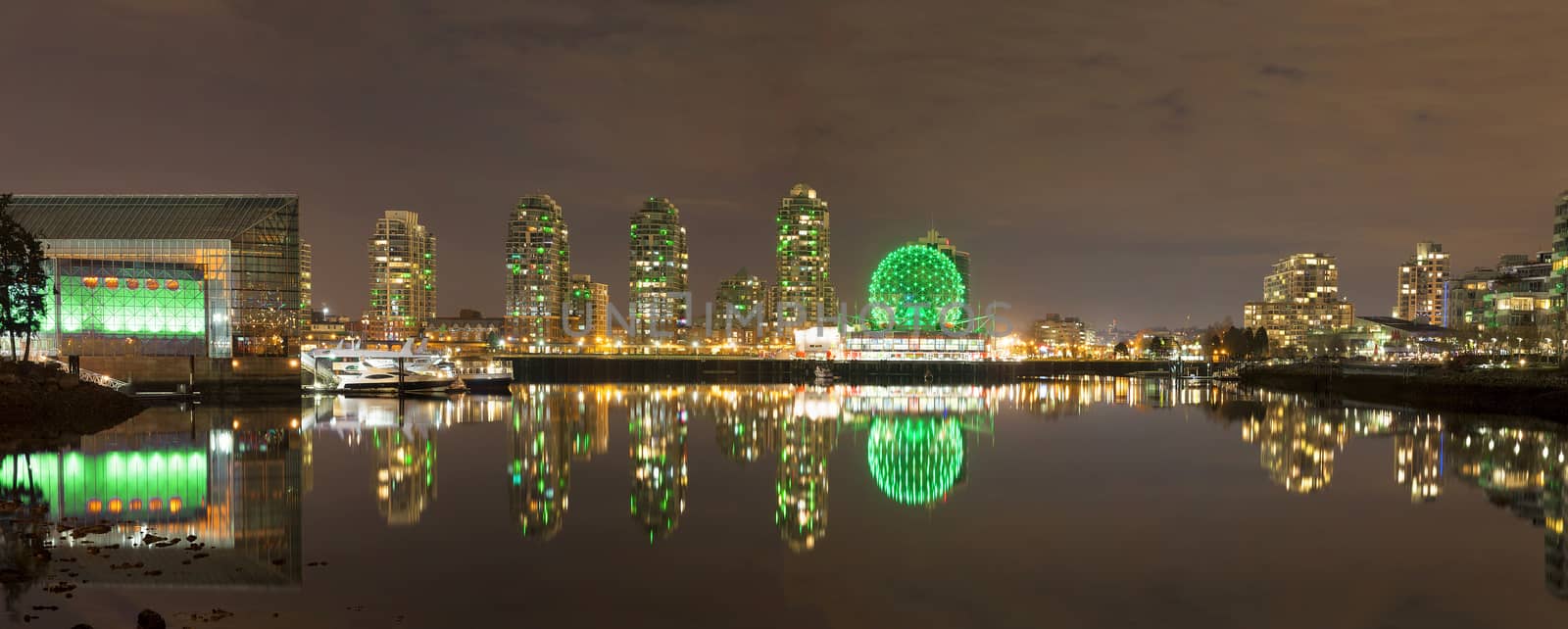 Vancouver BC Cityscape by False Creek at Night by jpldesigns
