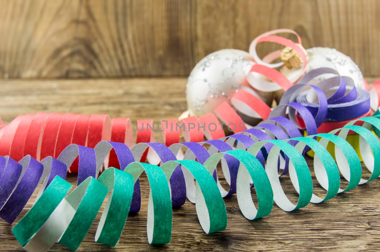 Bright christmas composition on wooden background. For your commercial and editorial use.