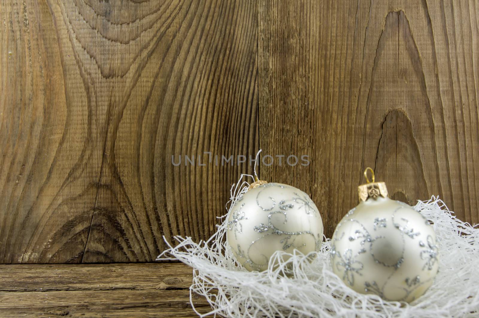 Bright christmas composition on wooden background by serhii_lohvyniuk