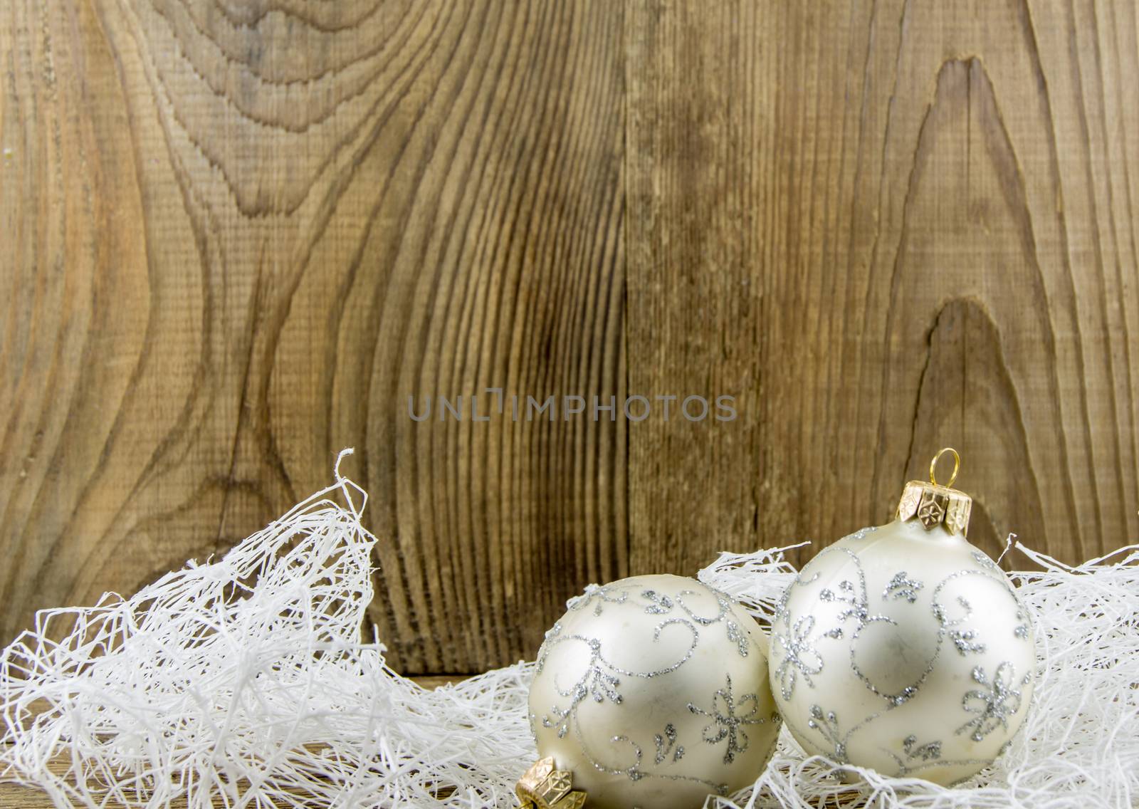 Bright christmas composition on wooden background by serhii_lohvyniuk