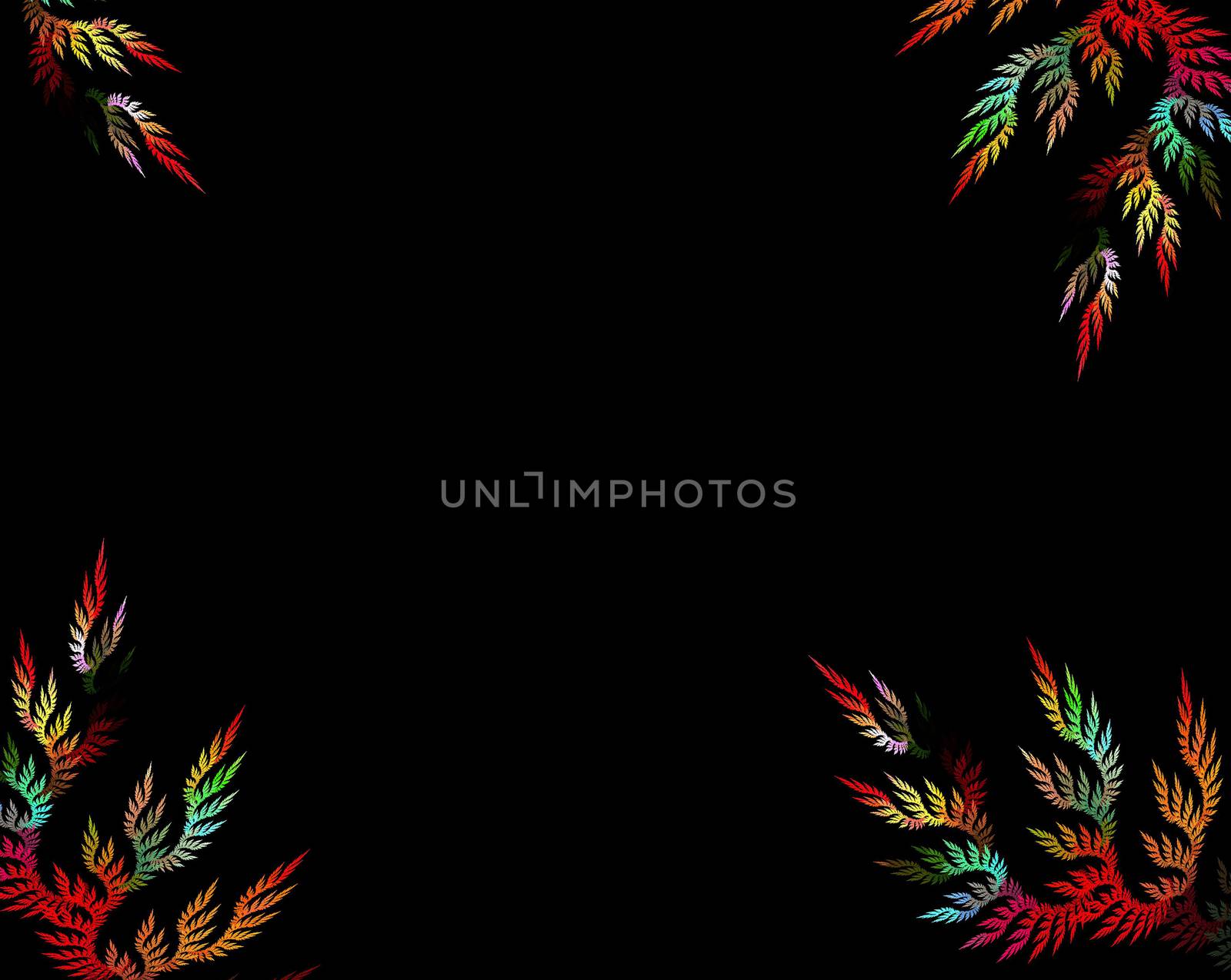 Multicolor fractal flower on black background. Computer generated graphics