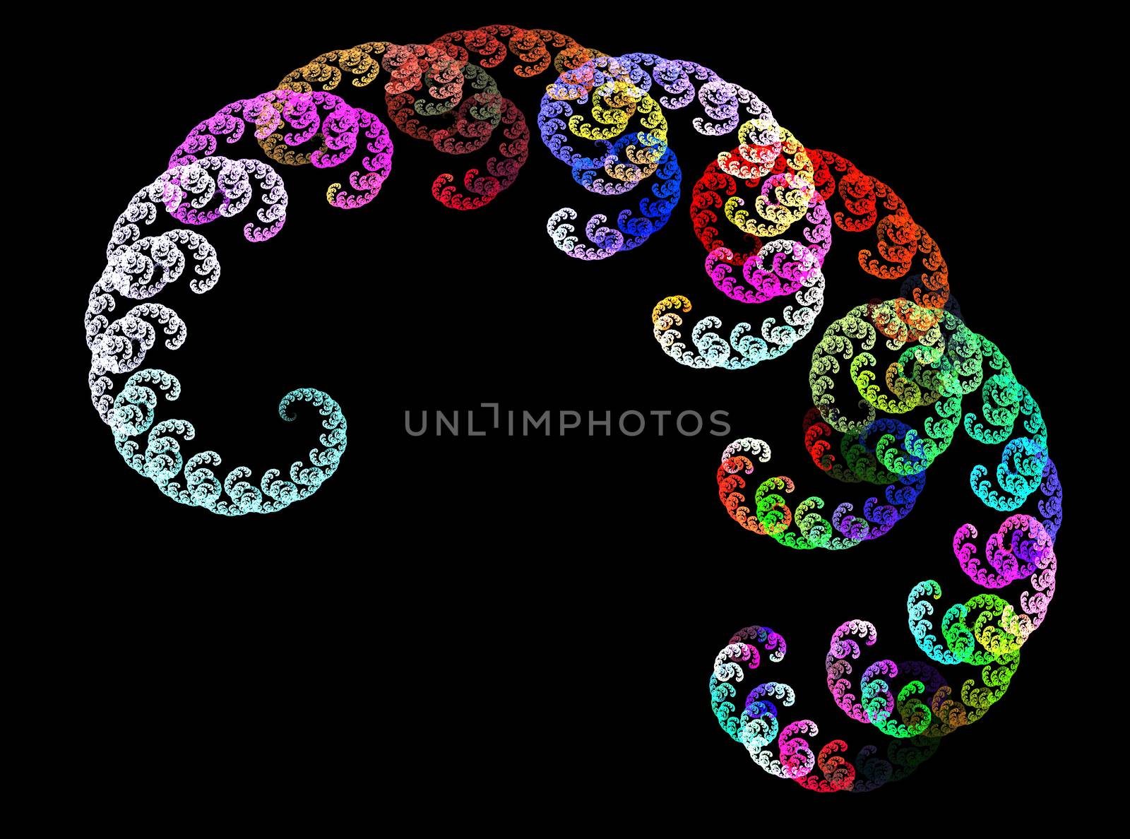 Multicolor fractal flower on black background. Computer generated graphics. by serhii_lohvyniuk