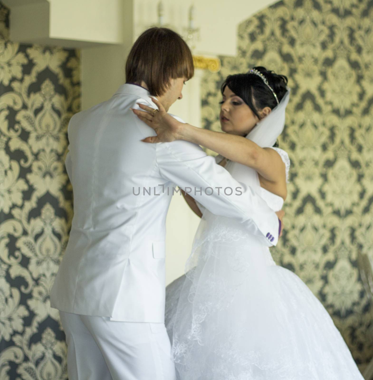 Bride and groom dancing the first dance at their wedding day. For your commercial and editorial use