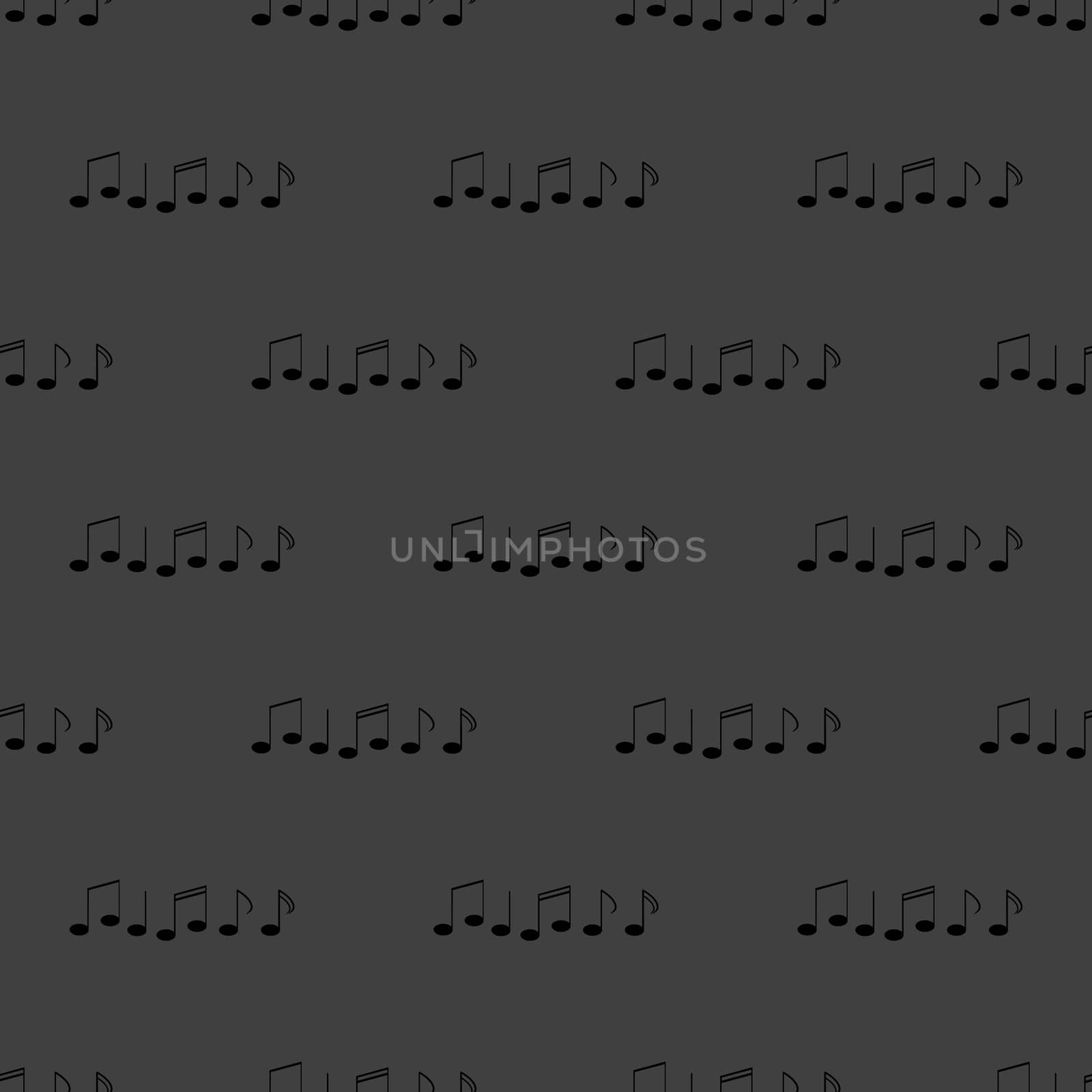 Music elements notes web icon. flat design. Seamless gray pattern.