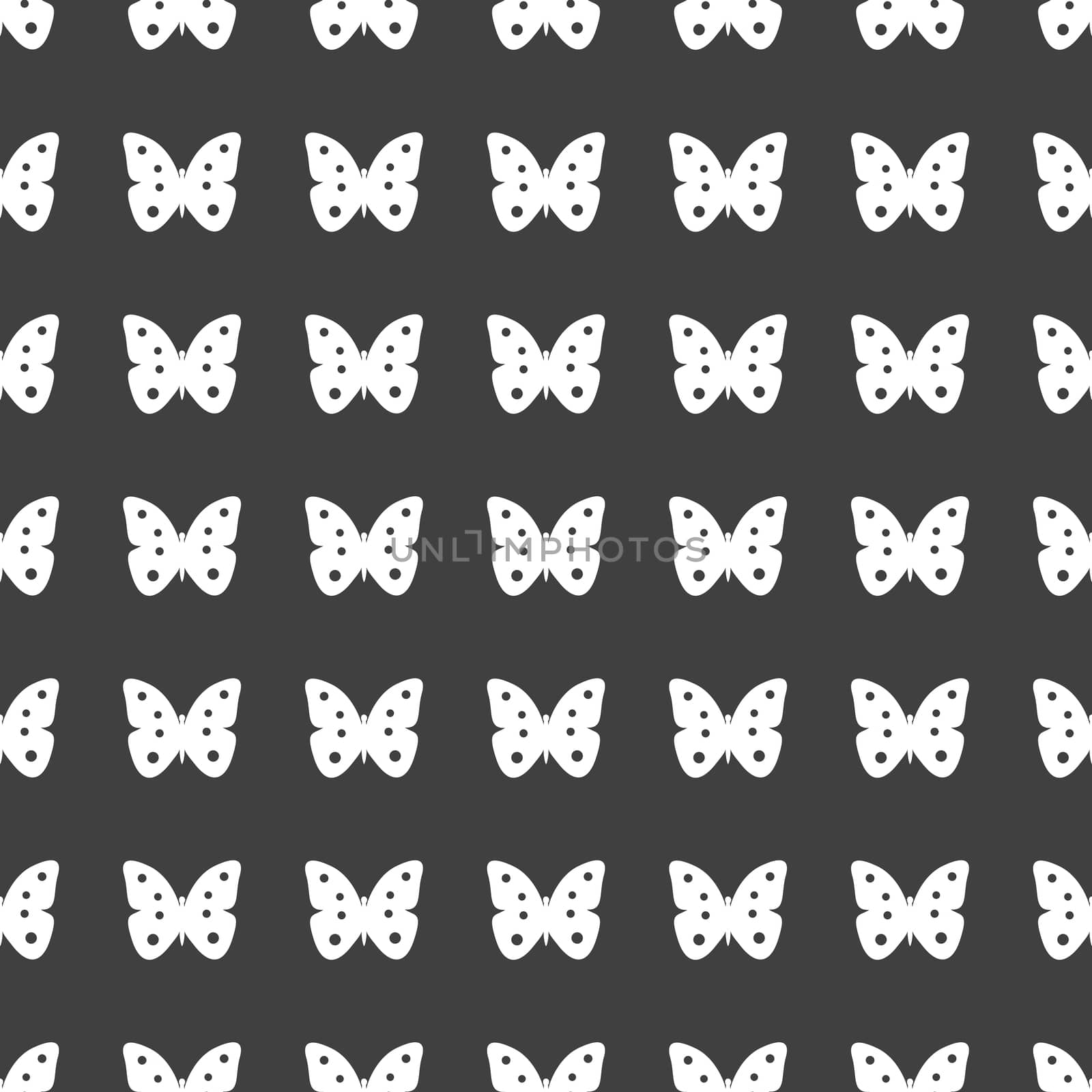 butterfly web icon. flat design. Seamless gray pattern.