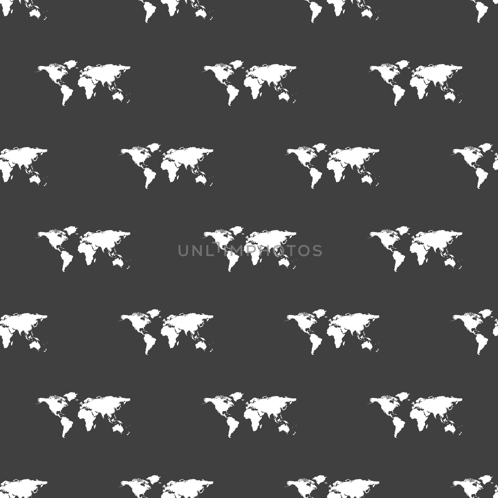 World map web icon. flat design. Seamless gray pattern.