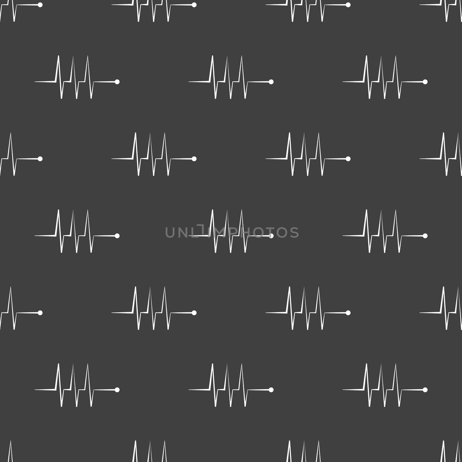 heart rhythm web icon.  flat design. Seamless gray pattern.