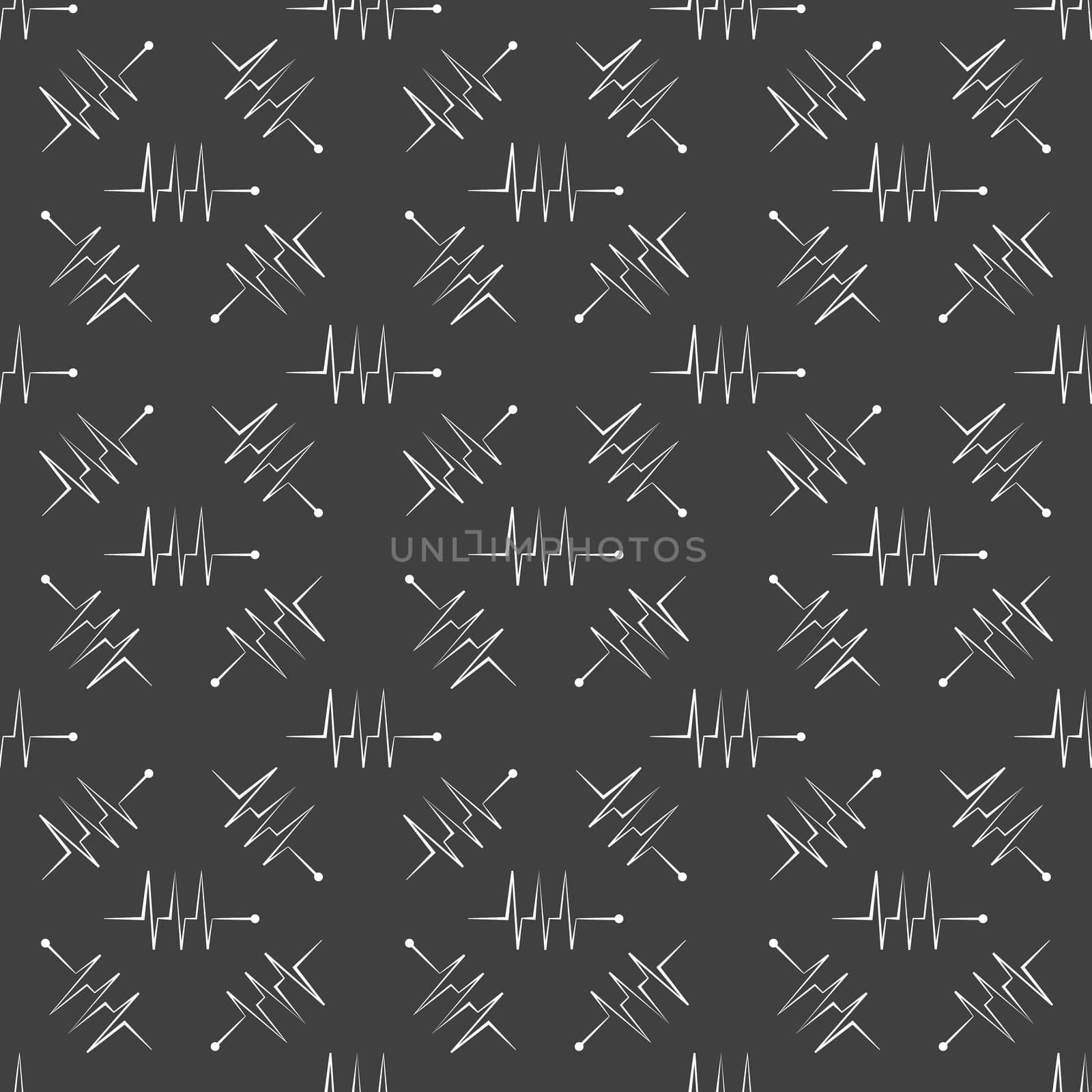 heart rhythm web icon.  flat design. Seamless gray pattern.