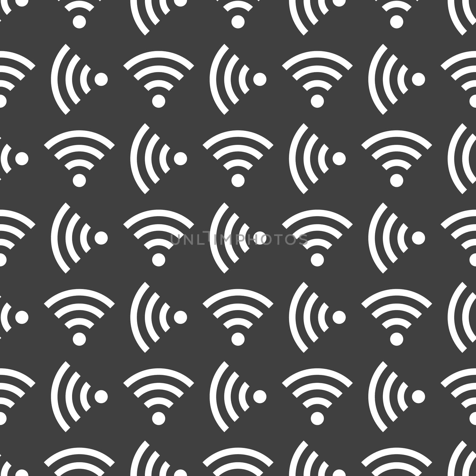 WI-FI web icon. flat design. Seamless gray pattern.