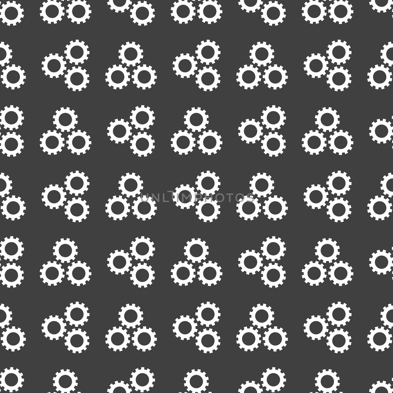 Settings Sign web icon. flat design. Seamless gray pattern.