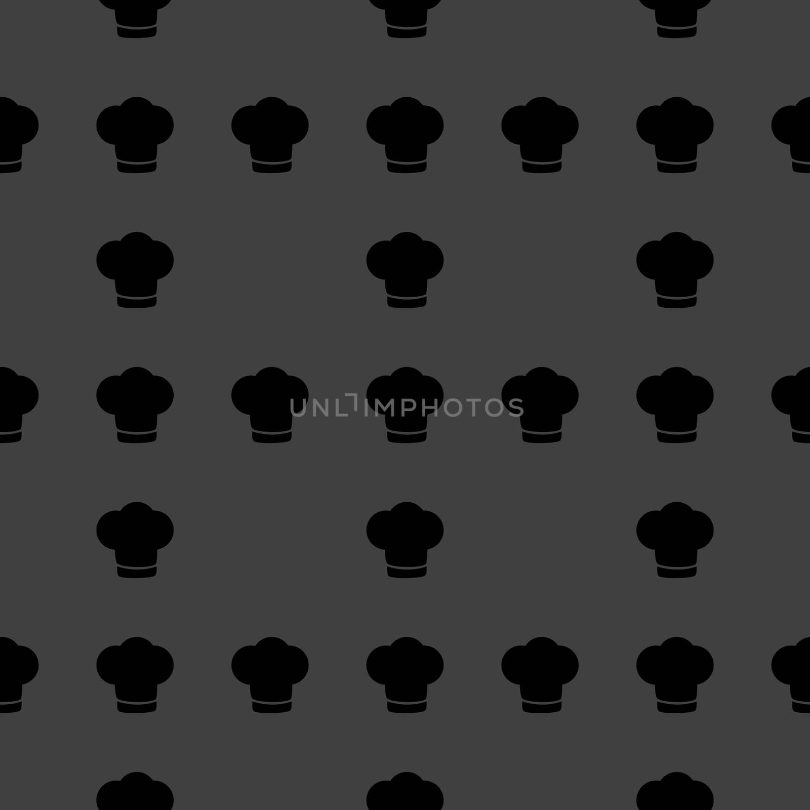 Chef cap web icon. flat design. Seamless gray pattern. by serhii_lohvyniuk