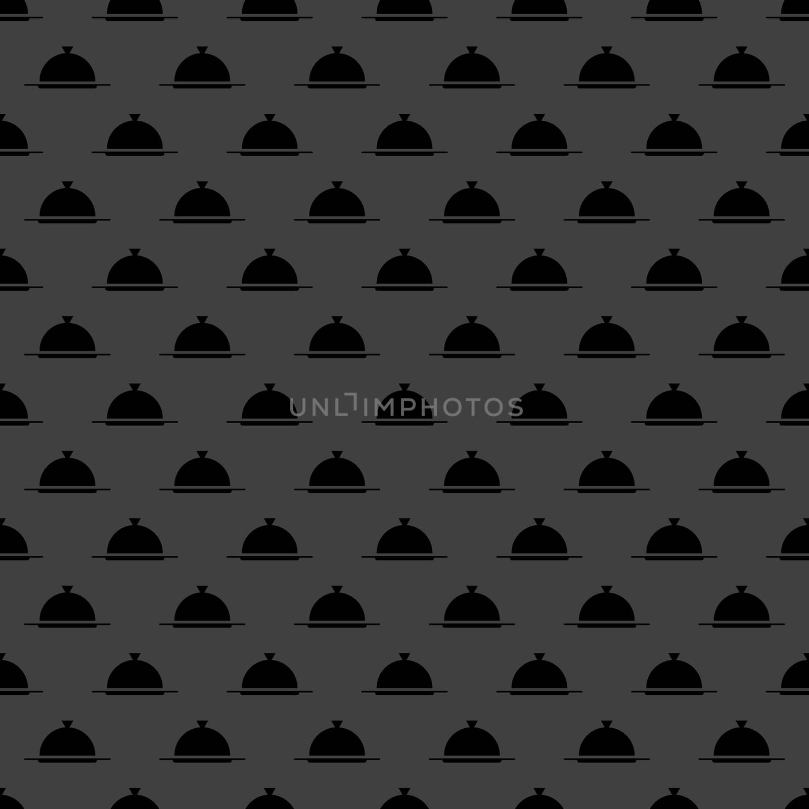 Restaurant cloche web icon. flat design. Seamless gray pattern. by serhii_lohvyniuk