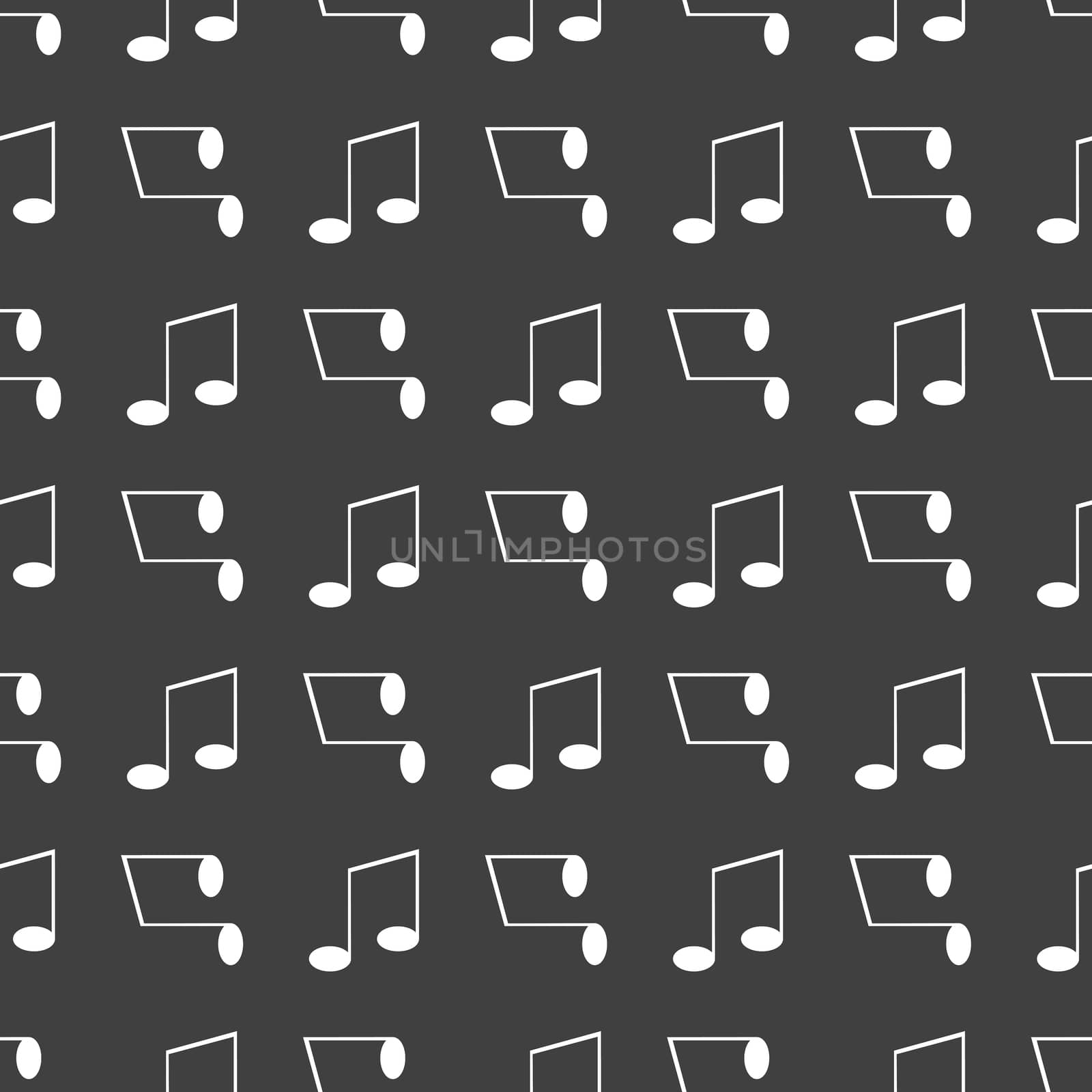 Music elements notes web icon. flat design. Seamless gray pattern.