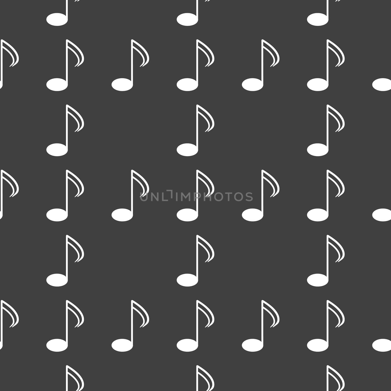 Music elements notes web icon. flat design. Seamless gray pattern. by serhii_lohvyniuk