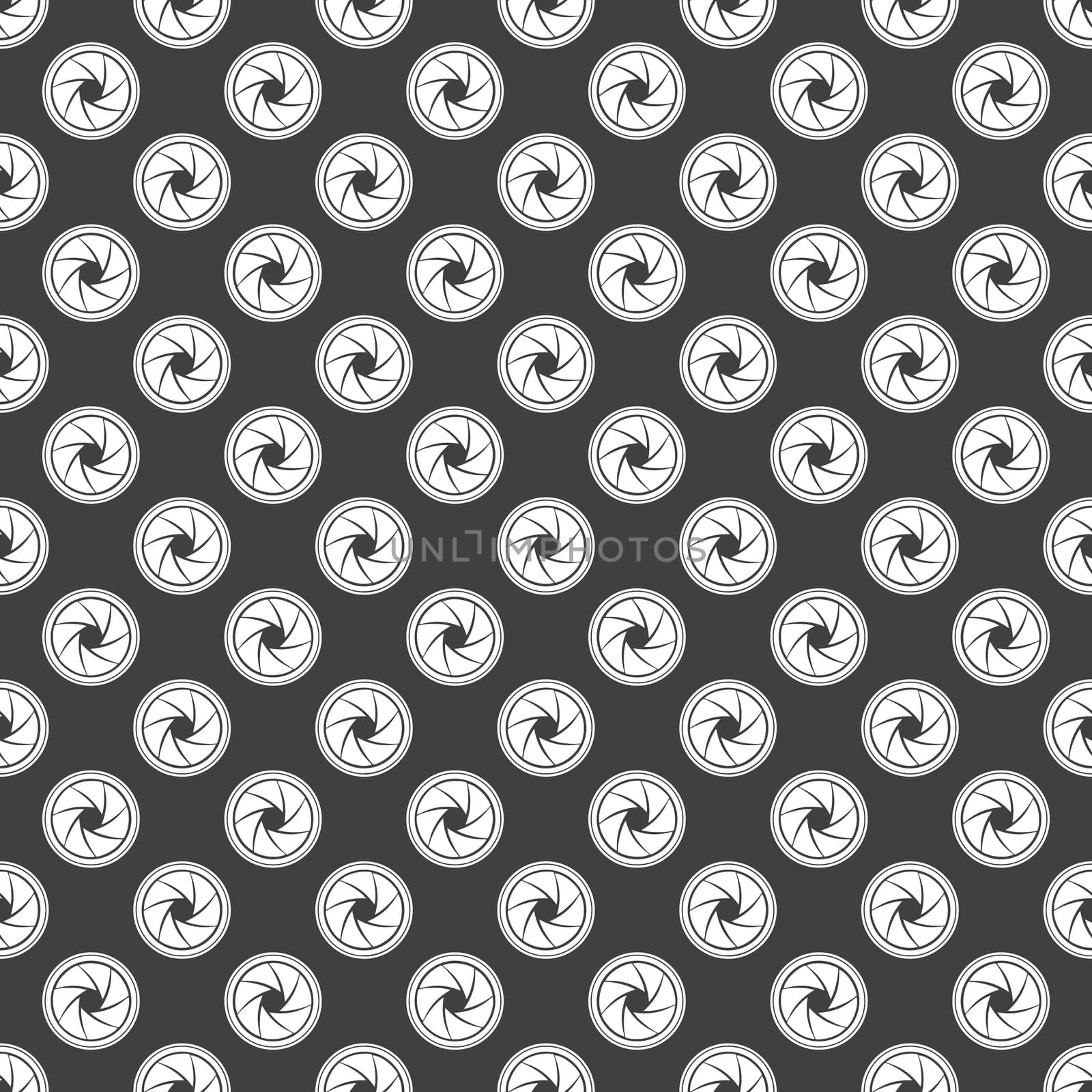 Photo camera diaphragm web icon. flat design. Seamless gray pattern. by serhii_lohvyniuk