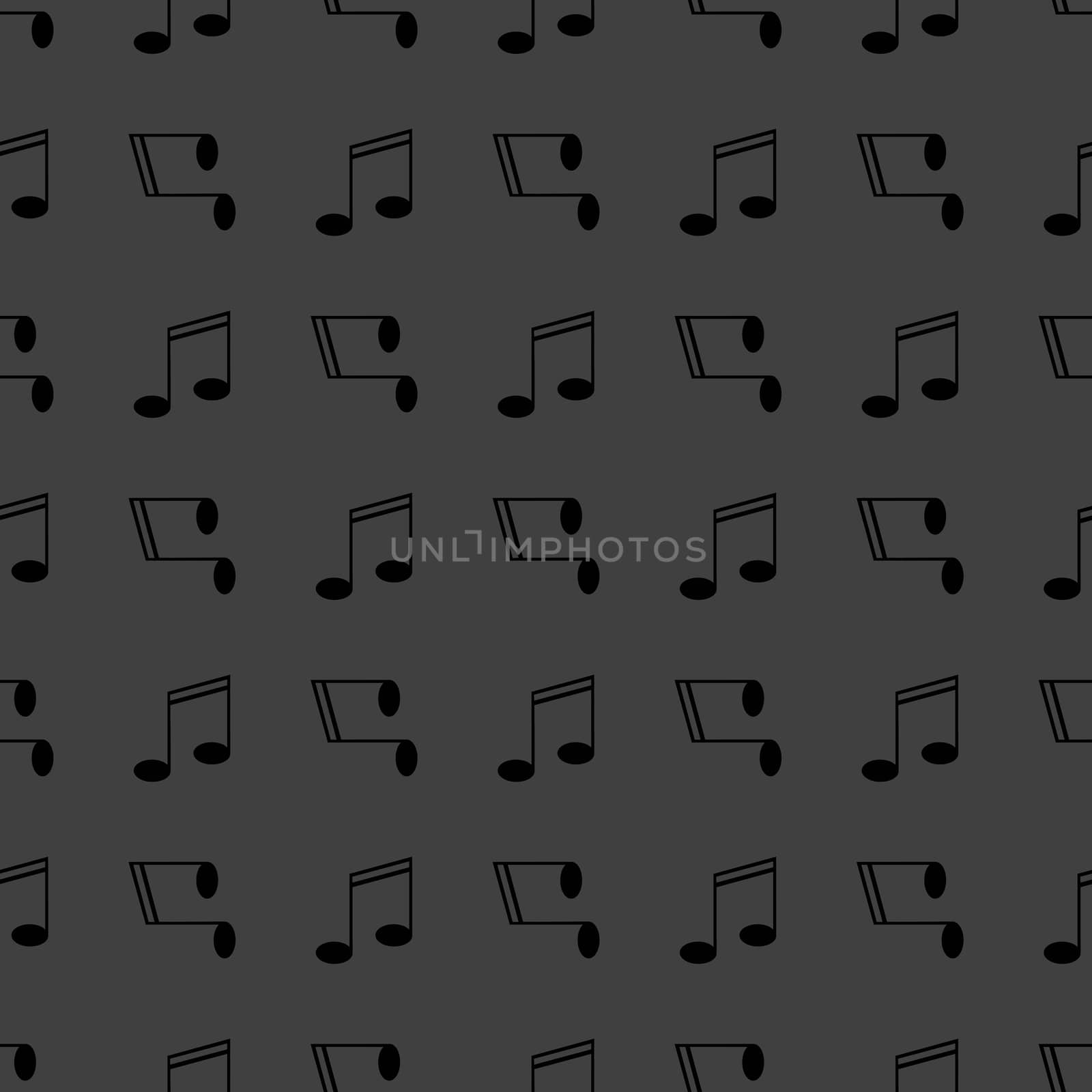 Music elements notes web icon. flat design. Seamless gray pattern.