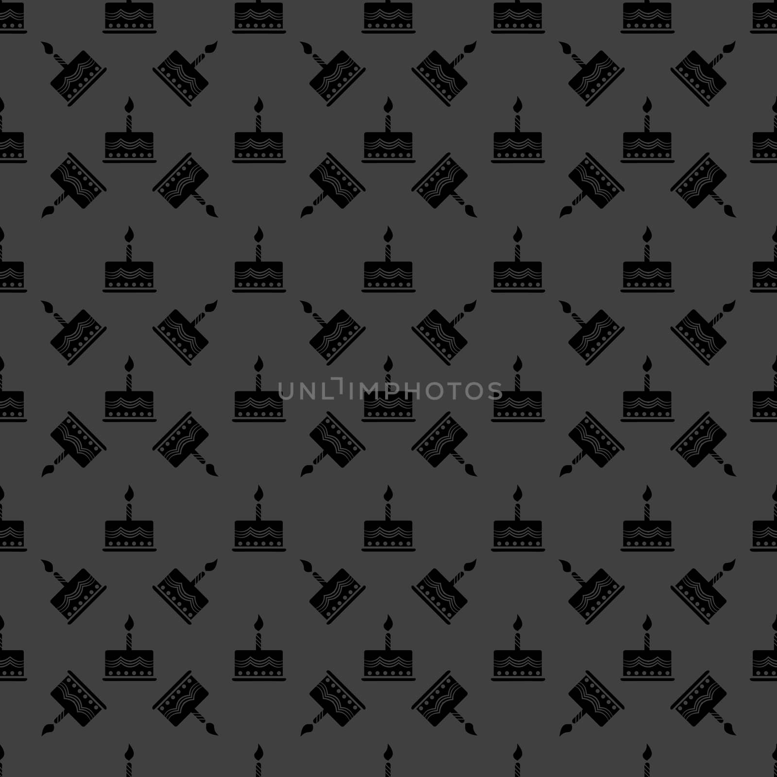cake web icon. flat design. Seamless gray pattern. by serhii_lohvyniuk