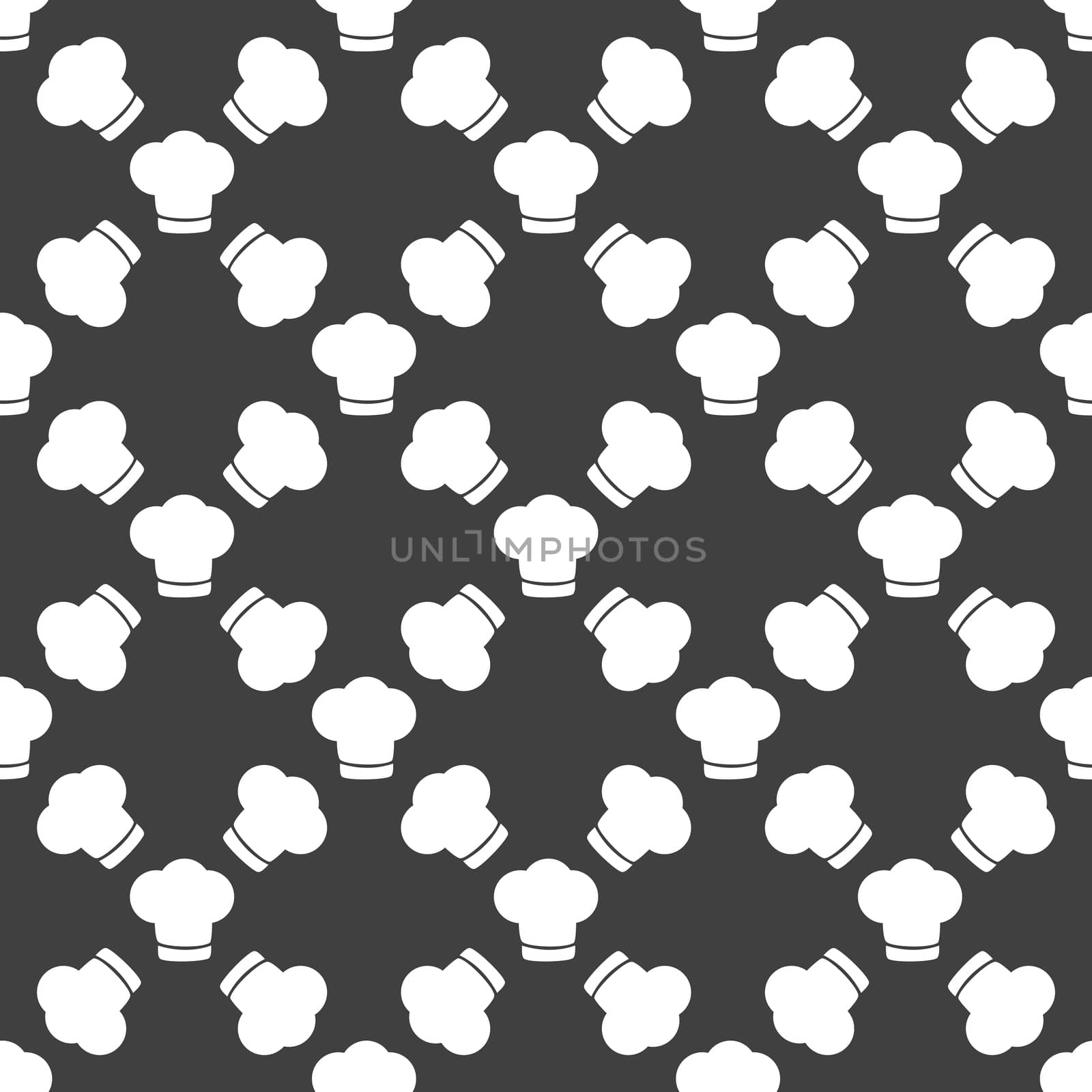 Chef cap web icon. flat design. Seamless gray pattern.