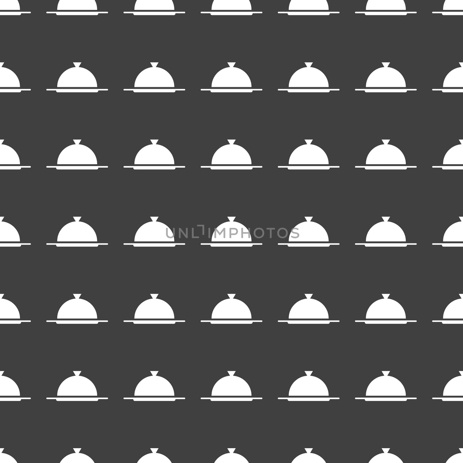 Restaurant cloche web icon. flat design. Seamless gray pattern. by serhii_lohvyniuk